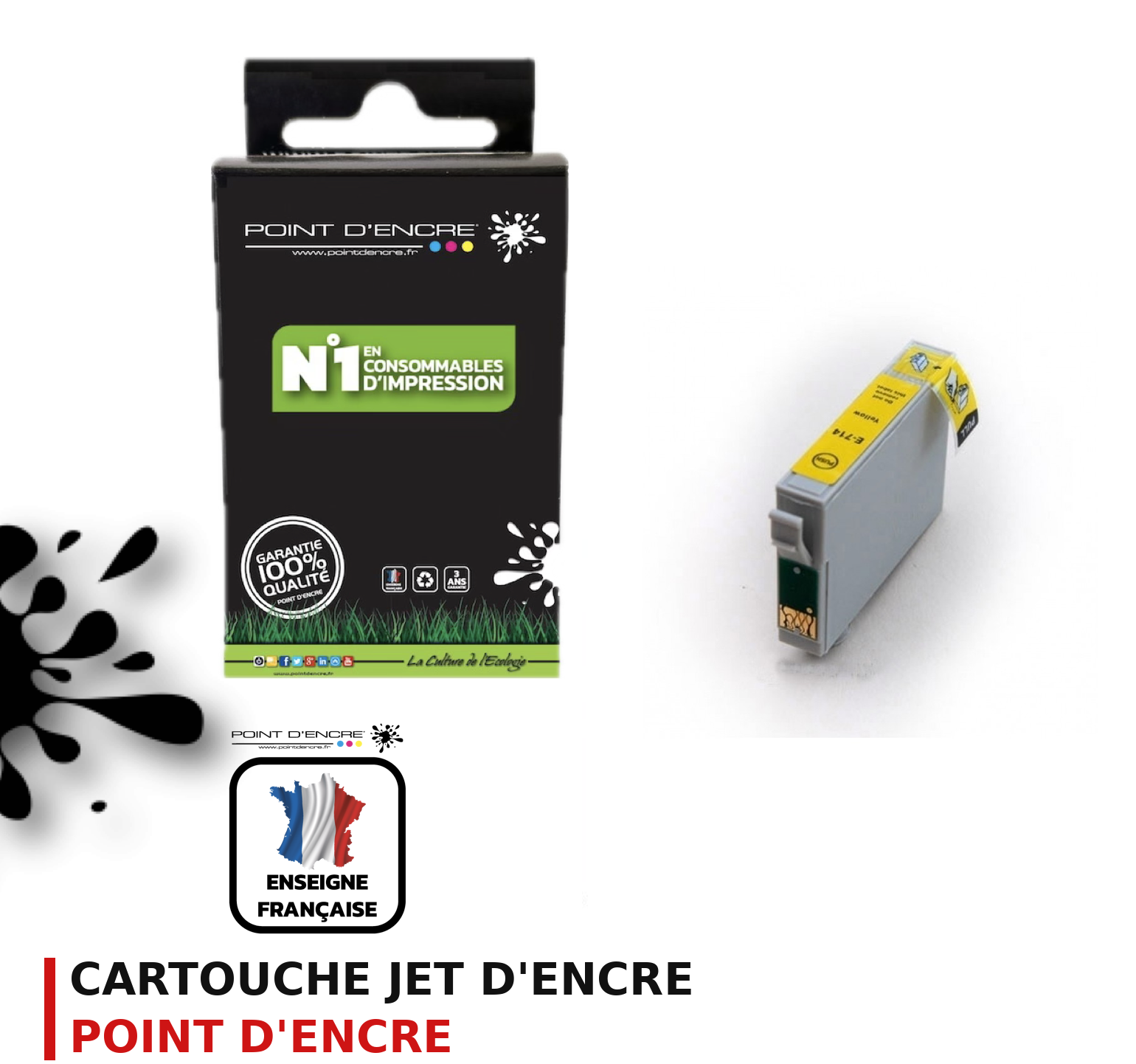 Cartouche d'encre POINT D'ENCRE Epson T0714 — JAUNE