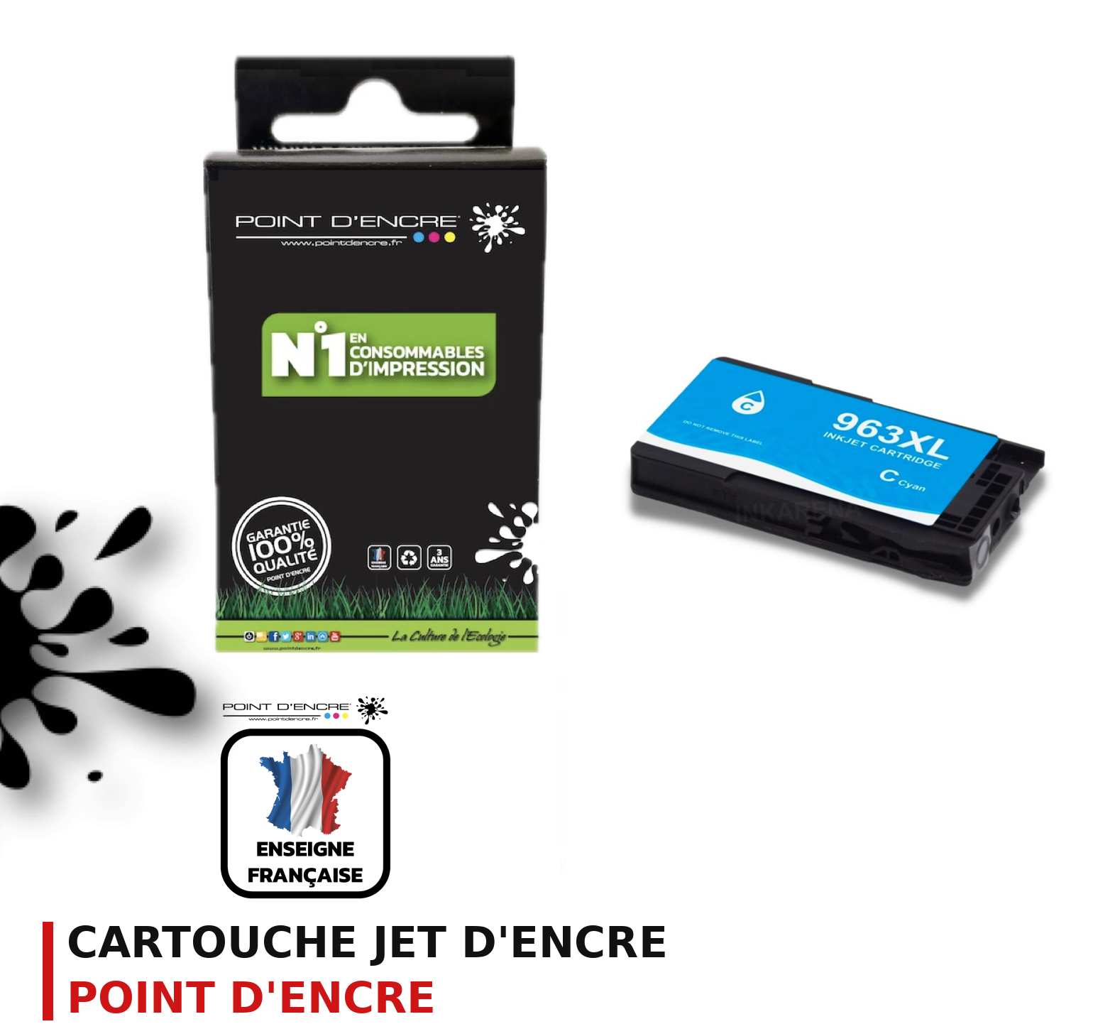Cartouche d'encre POINT D'ENCRE Hp 963XLC — CYAN