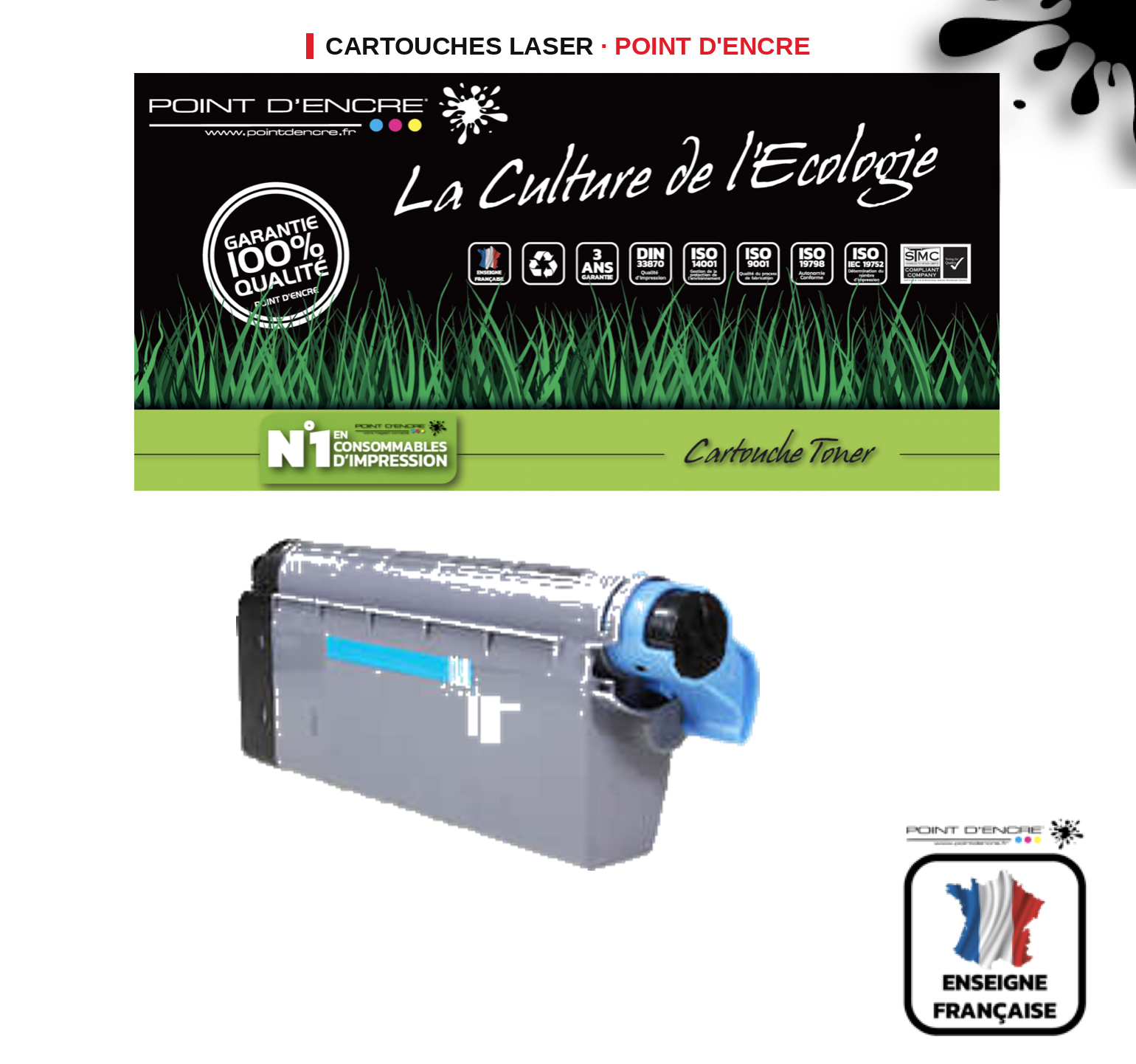 Cartouche laser POINT D'ENCRE Oki ES7411 — CYAN
