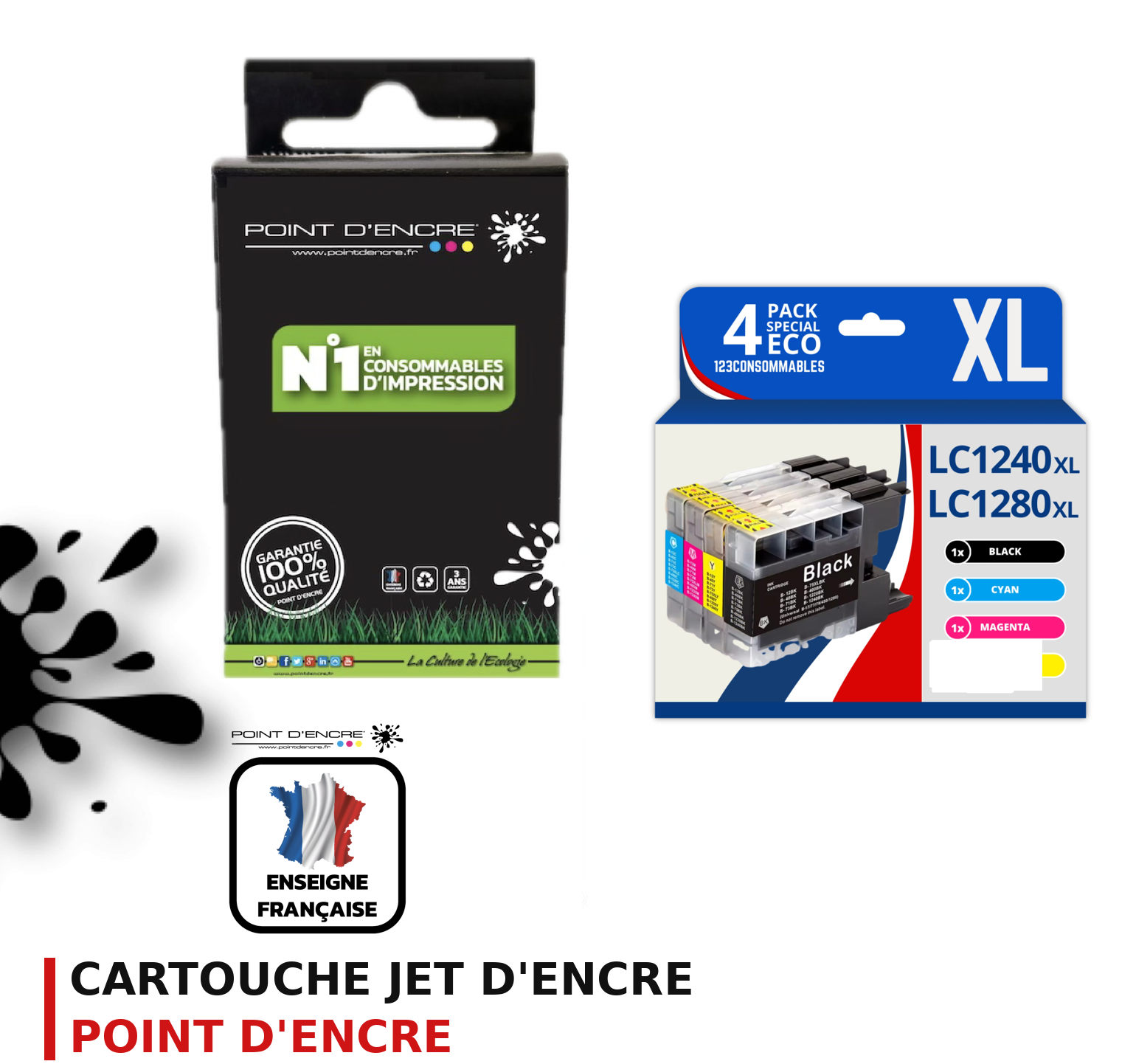 Cartouche d'encre POINT D'ENCRE Brother LC1240 — PACK