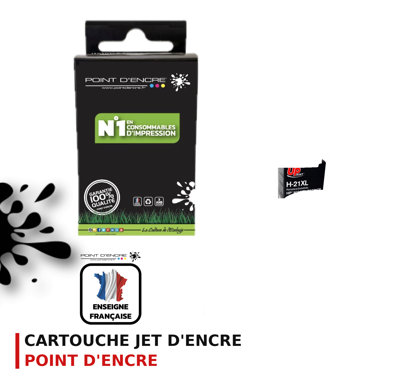 Cartouche d'encre POINT D'ENCRE Hp 21XLBKNOIR