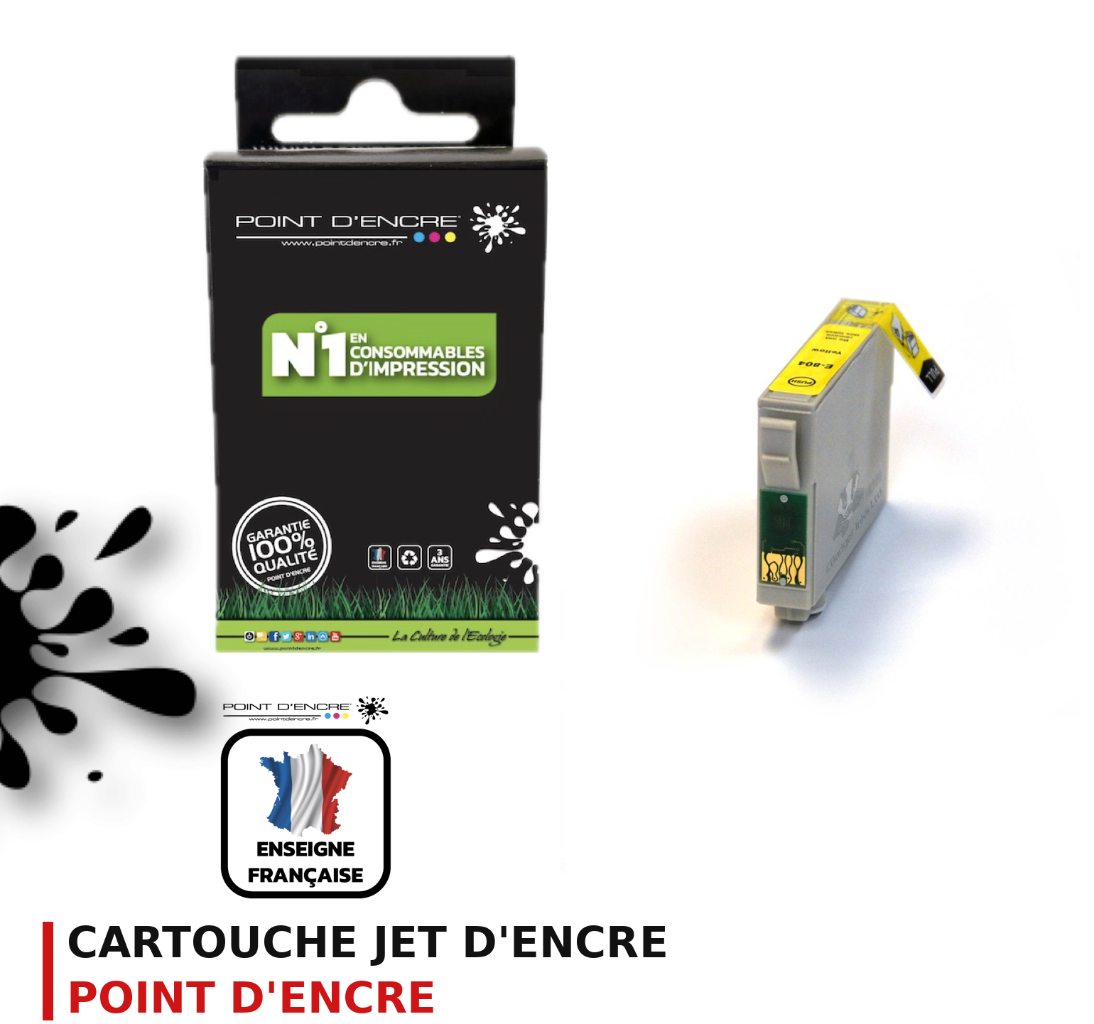 Cartouche d'encre POINT D'ENCRE Epson T0804 — JAUNE