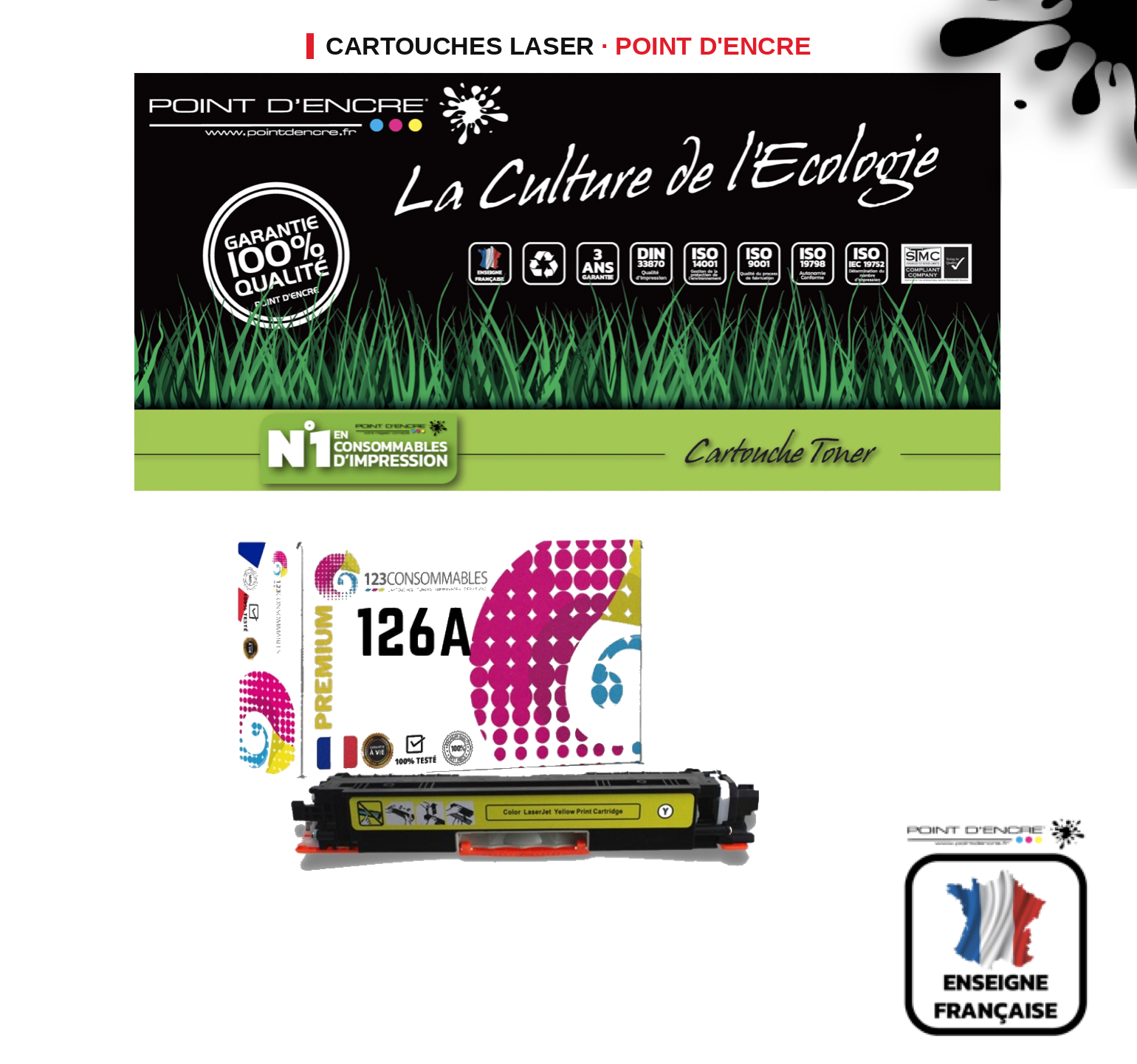 Cartouche laser POINT D'ENCRE Hp 126A — JAUNE