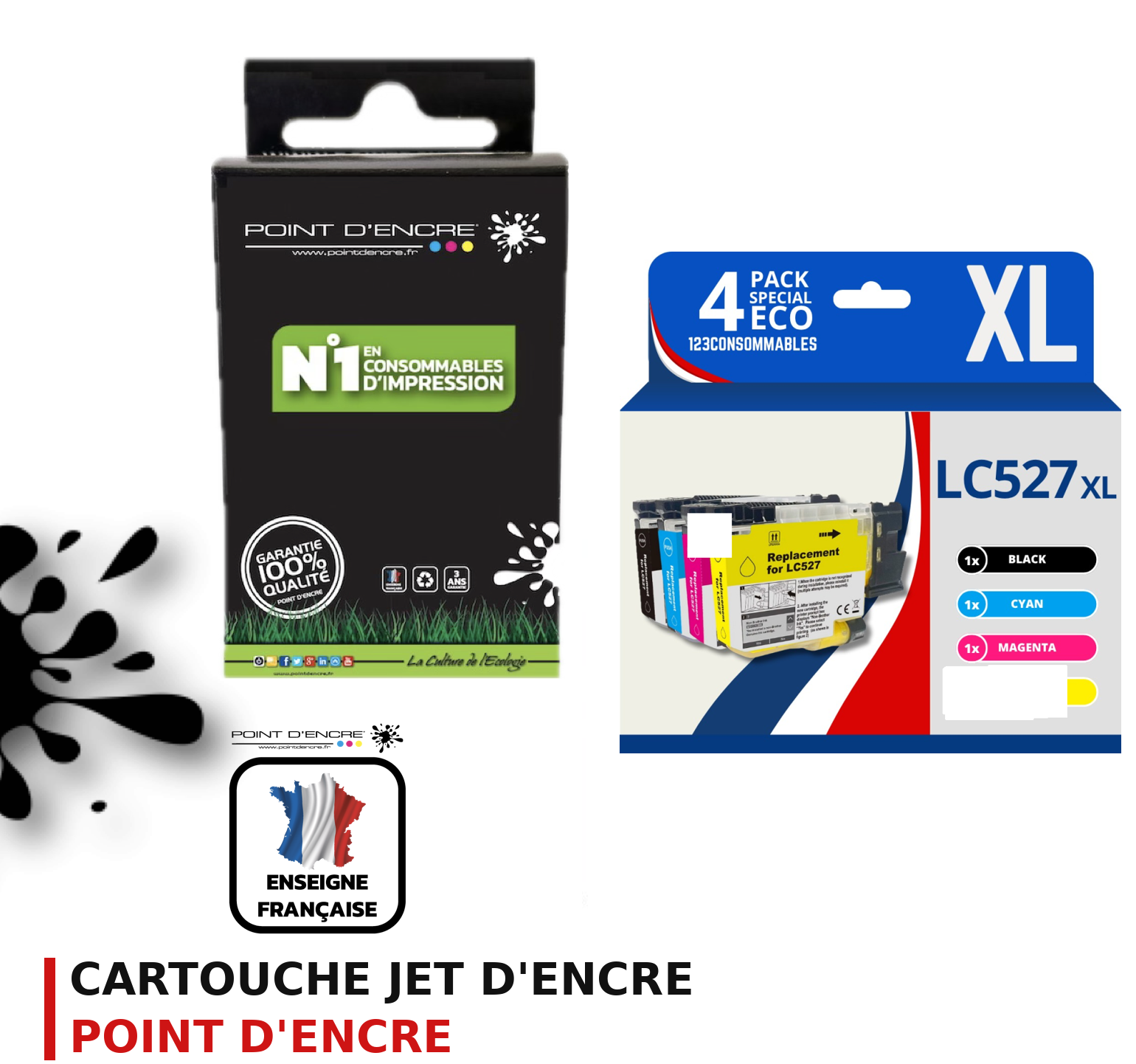 Cartouche d'encre POINT D'ENCRE Brother LC527XL — PACK