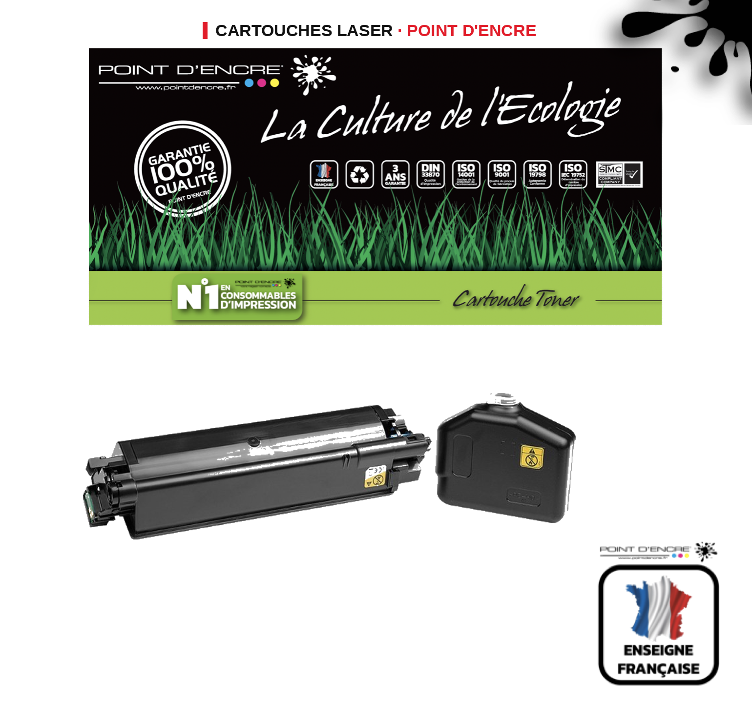 Cartouche laser POINT D'ENCRE  TK5270K — NOIR