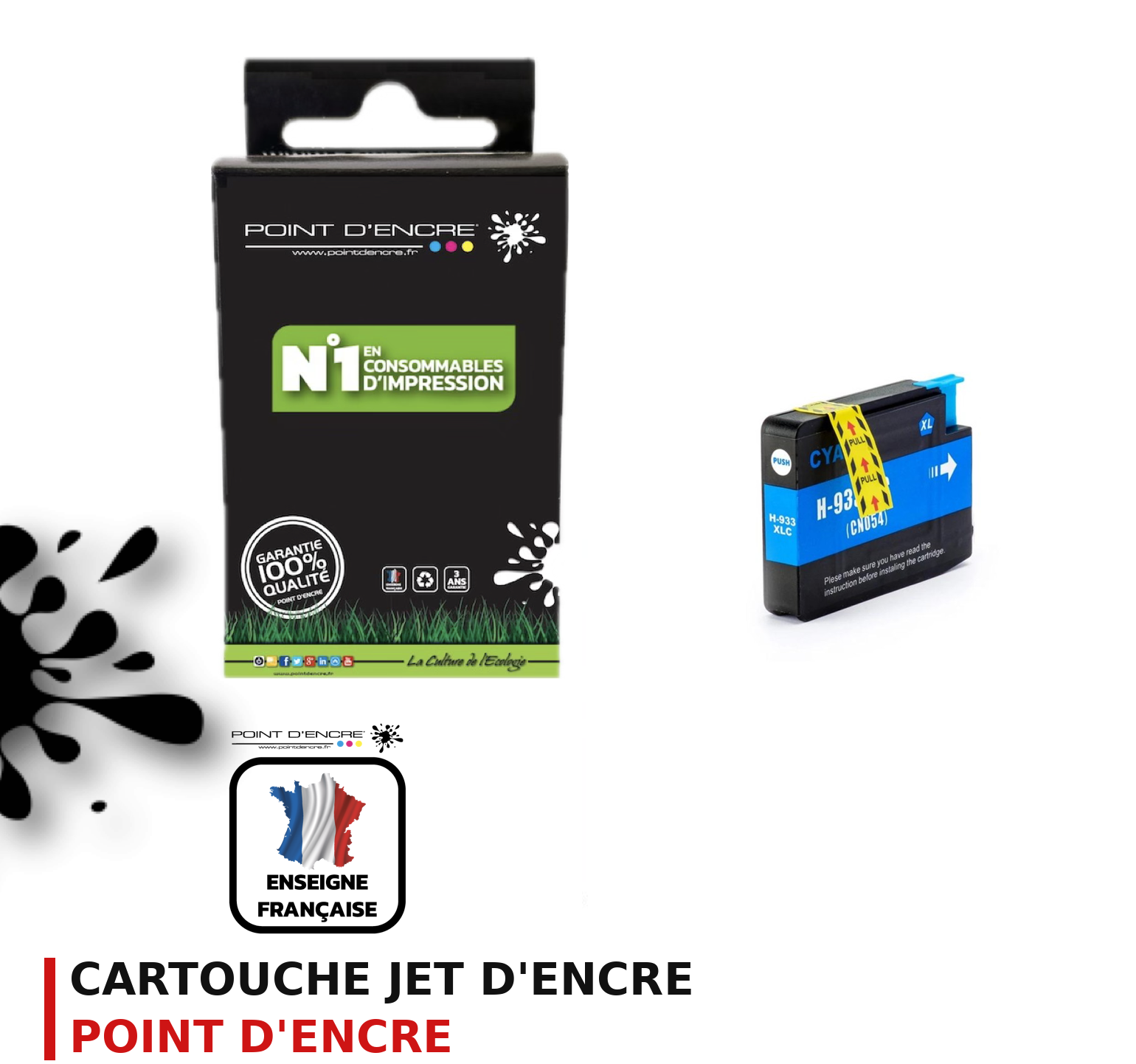 Cartouche d'encre POINT D'ENCRE Hp 933XL — CYAN