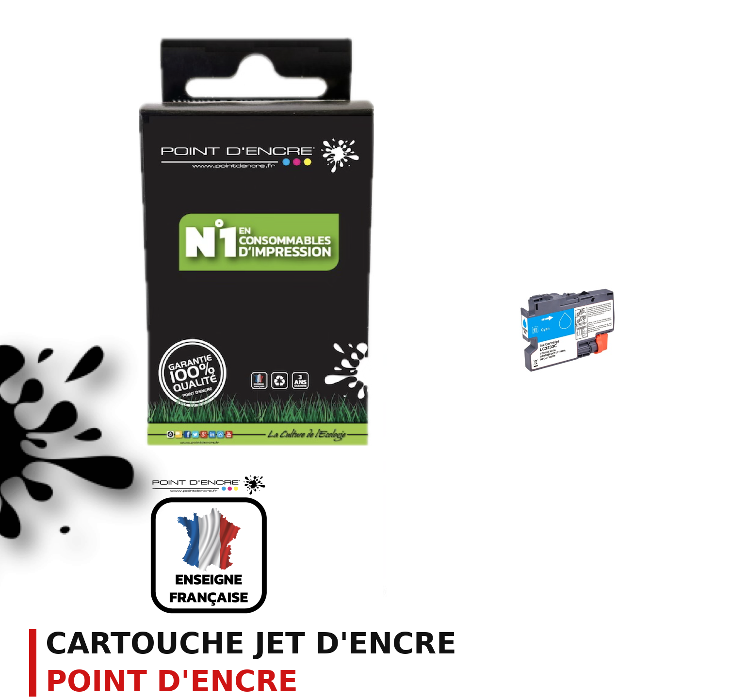 Cartouche d'encre POINT D'ENCRE Brother LC3233C — CYAN
