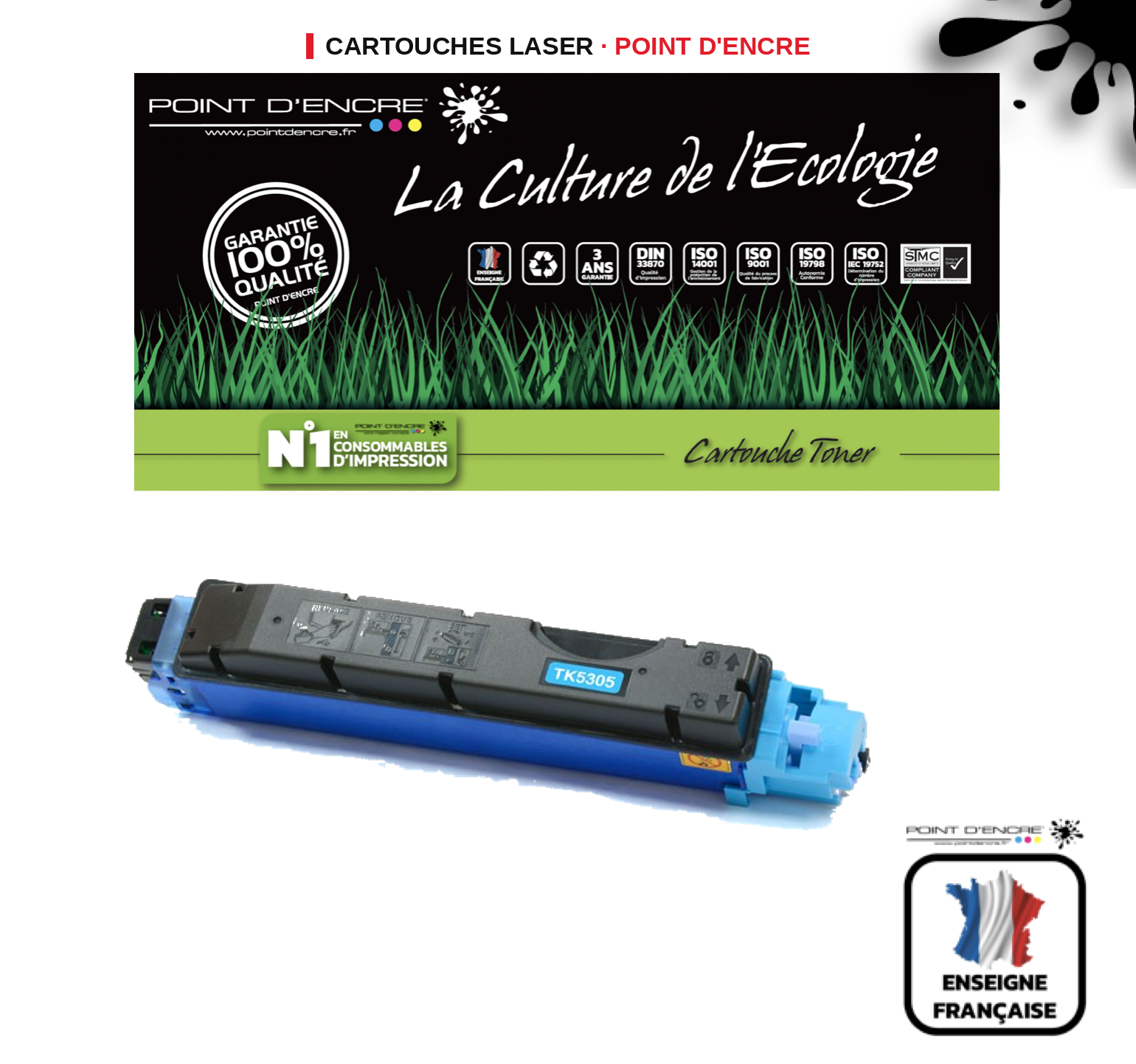 Cartouche laser POINT D'ENCRE Kyocera TK5305 — CYAN