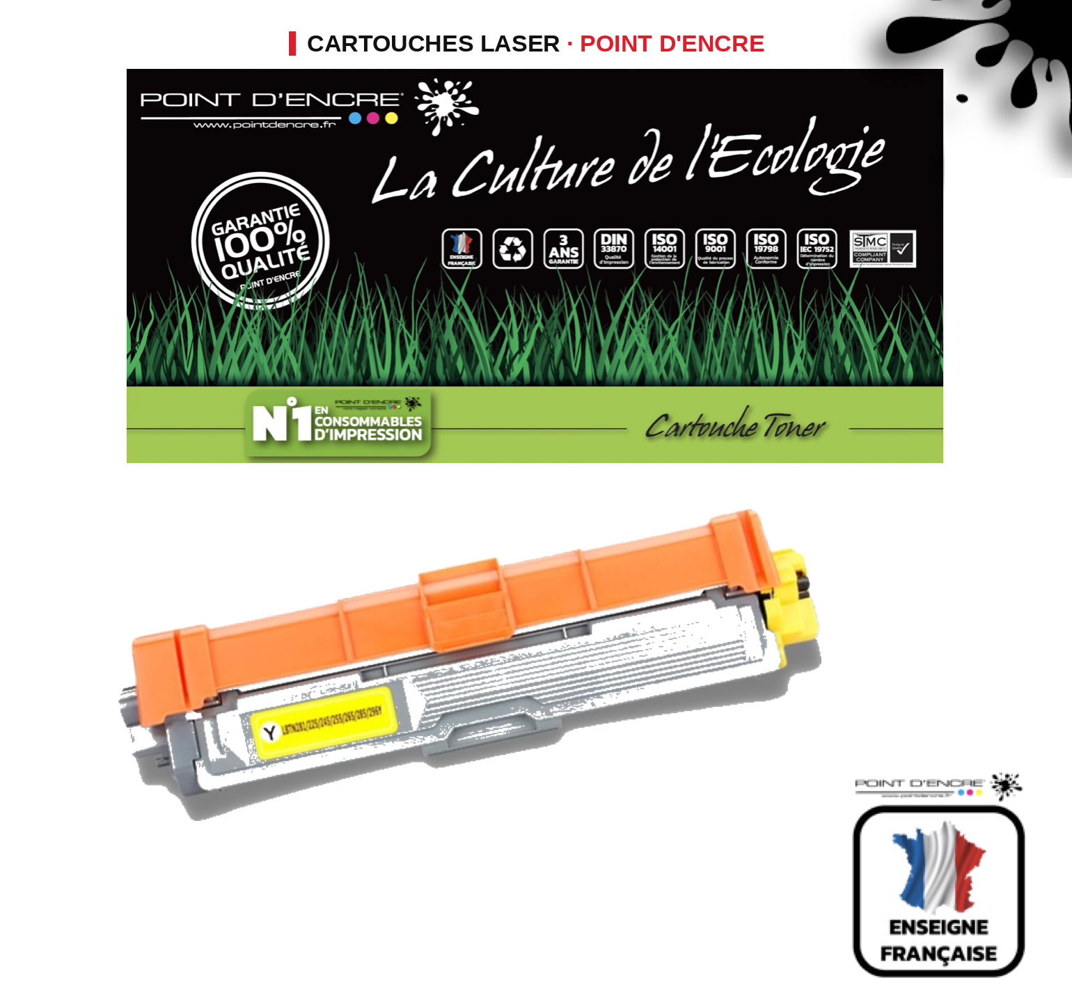 Cartouche laser POINT D'ENCRE Brother 245Y — JAUNE