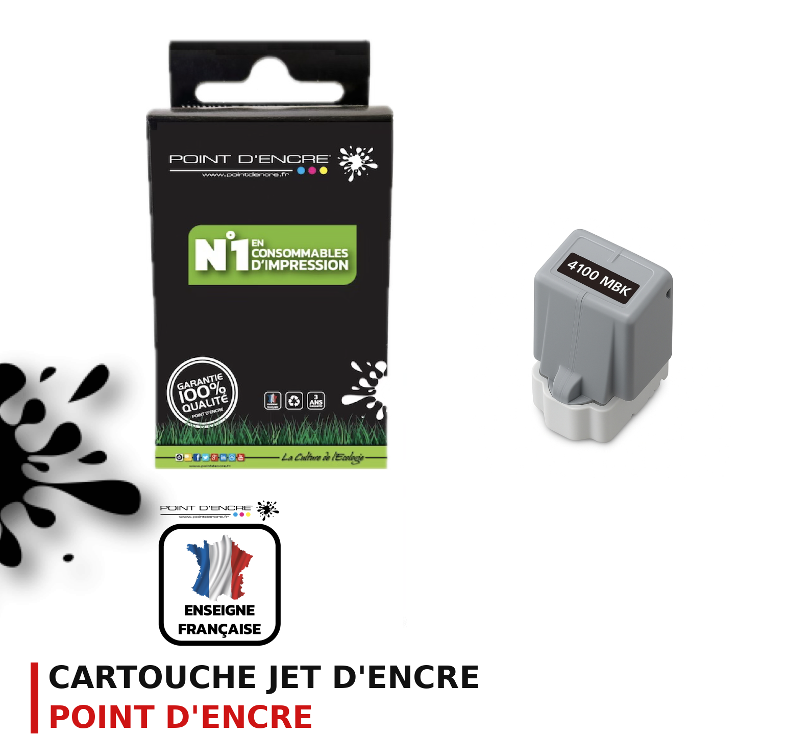 Cartouche d'encre POINT D'ENCRE Canon PFI4100 — NOIR
