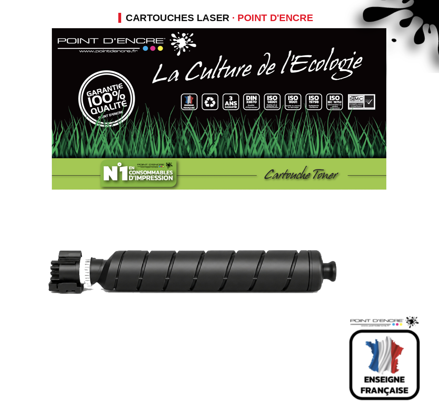 Cartouche laser POINT D'ENCRE Kyocera TK6355 — NOIR