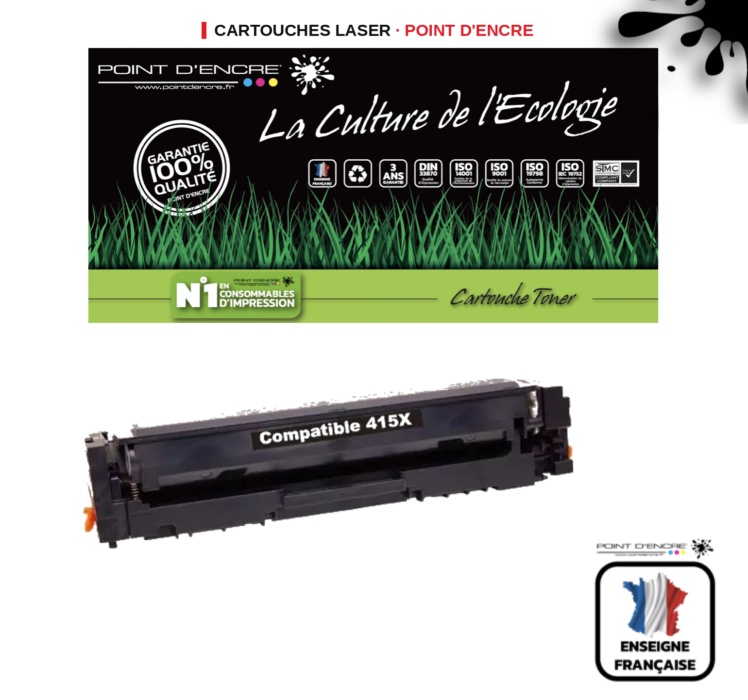Cartouche laser POINT D'ENCRE Hp 415X — CYAN