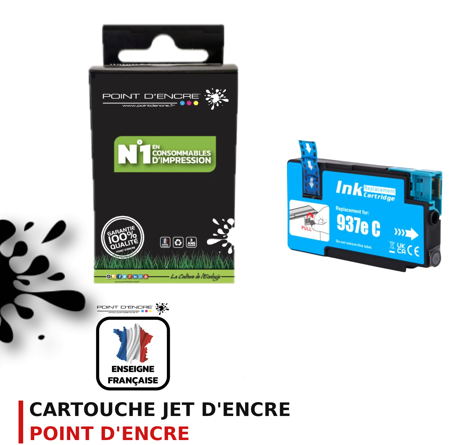 Cartouche d'encre POINT D'ENCRE Hp 937E — CYAN
