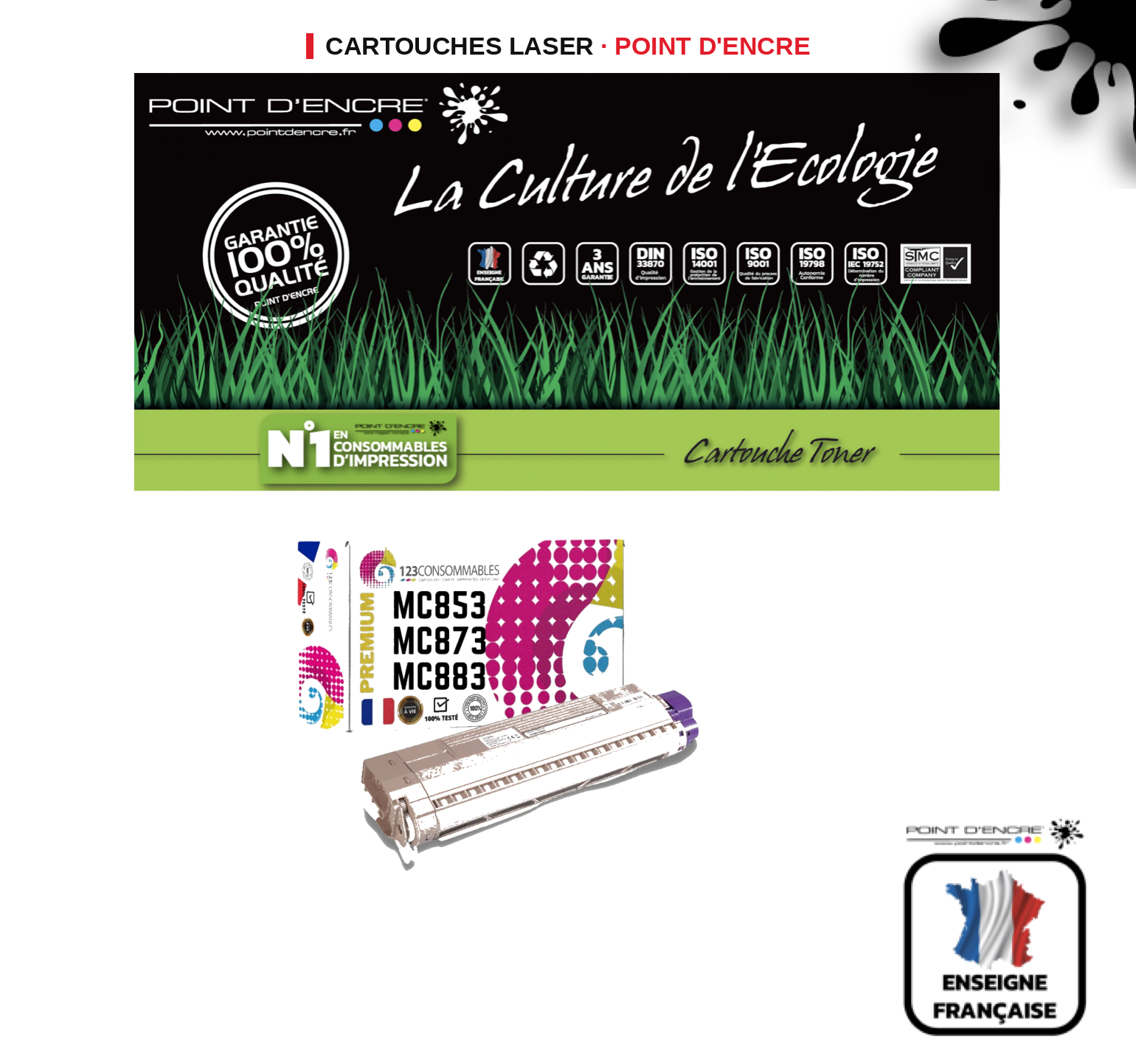Cartouche laser POINT D'ENCRE Oki MC853 — NOIR