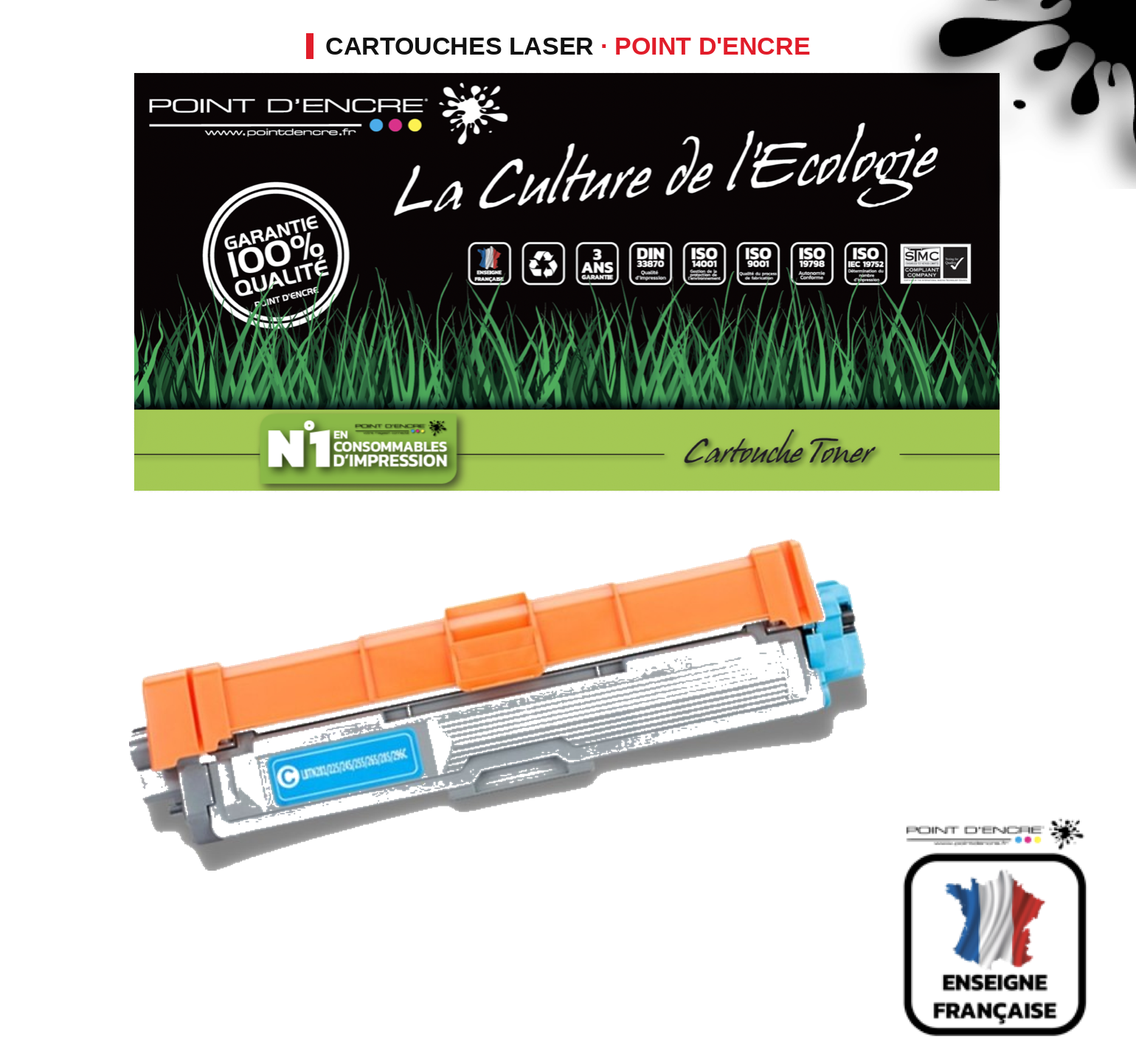 Cartouche laser POINT D'ENCRE Brother 245C — CYAN