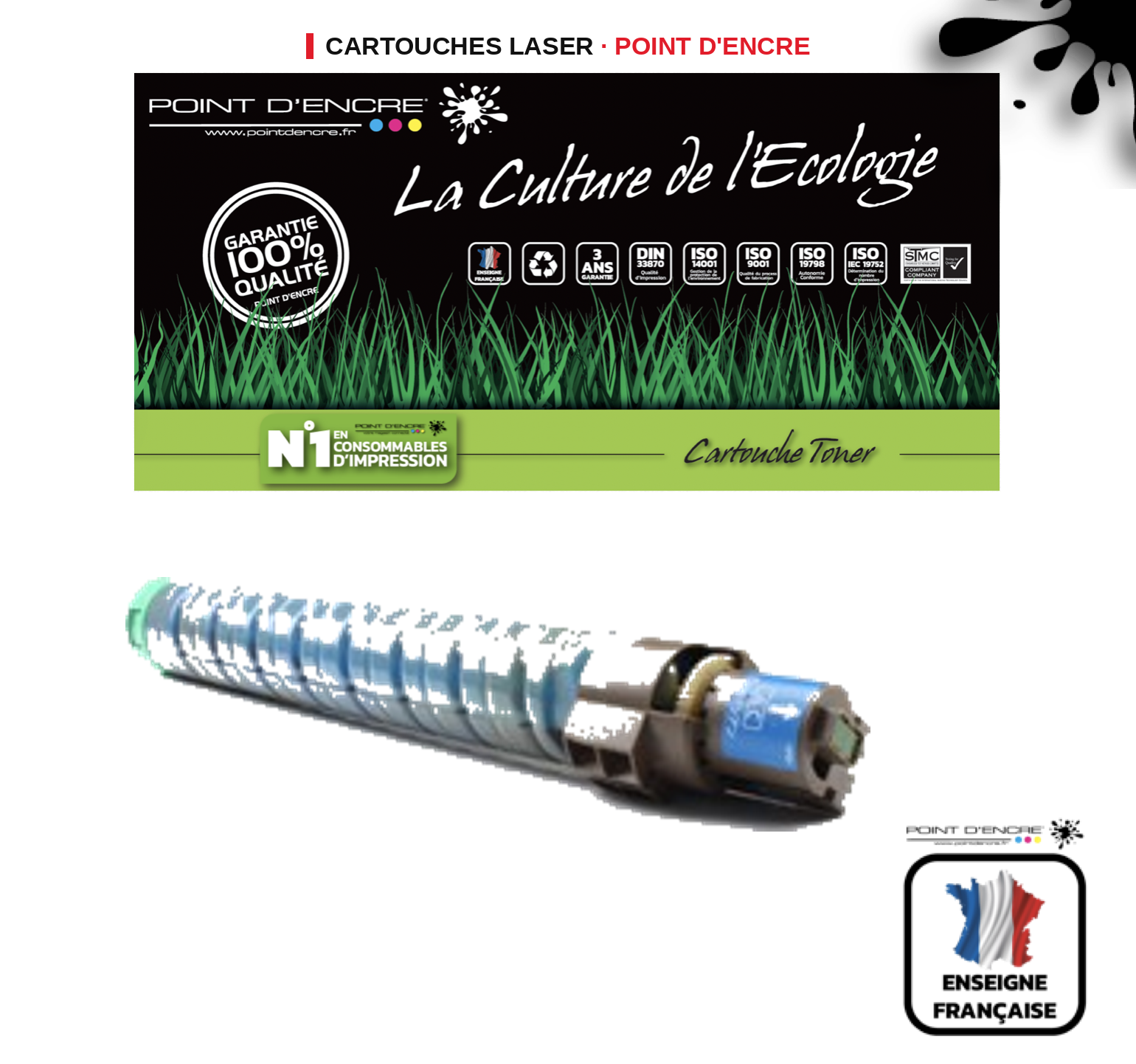 Cartouche laser POINT D'ENCRE Ricoh C820DN — CYAN