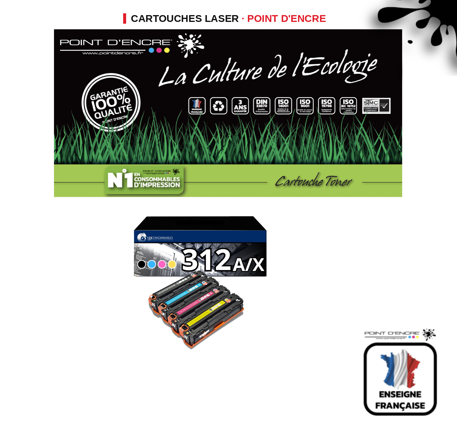Cartouche laser POINT D'ENCRE Hp 312A — PACK