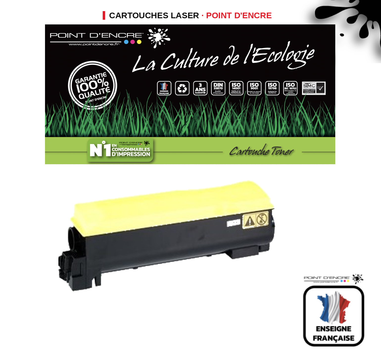 Cartouche laser POINT D'ENCRE Kyocera 550Y — JAUNE