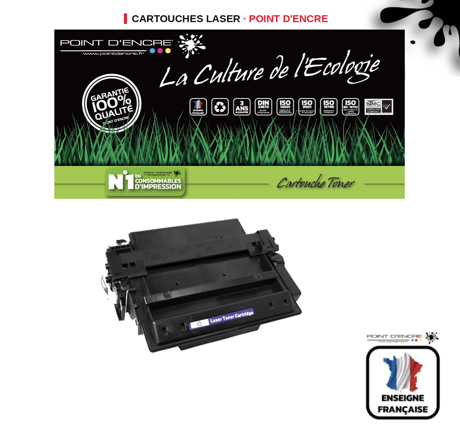 Cartouche laser POINT D'ENCRE  11A — NOIR