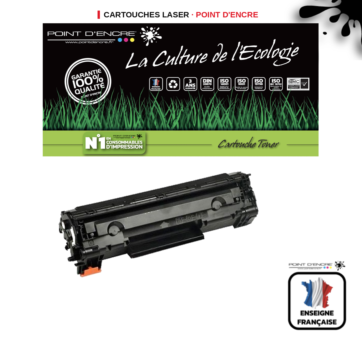 Cartouche laser POINT D'ENCRE  83A — NOIR