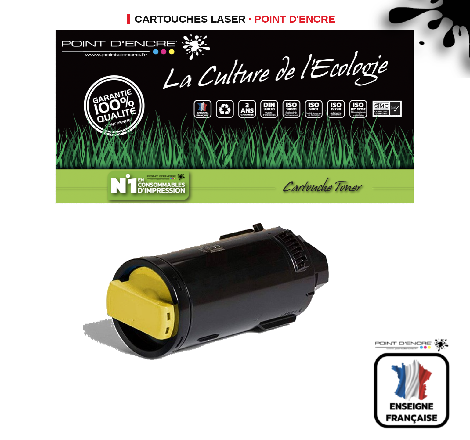 Cartouche laser POINT D'ENCRE Xerox C600 — JAUNE