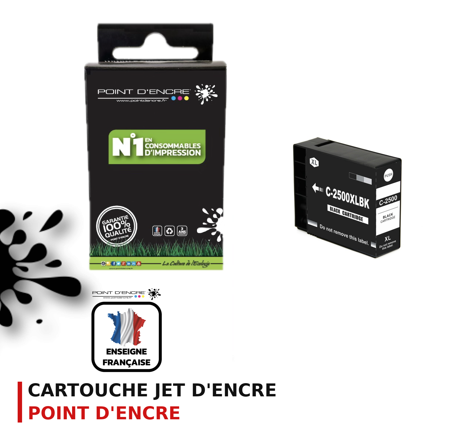 Cartouche d'encre POINT D'ENCRE Canon 2500XLBK — NOIR