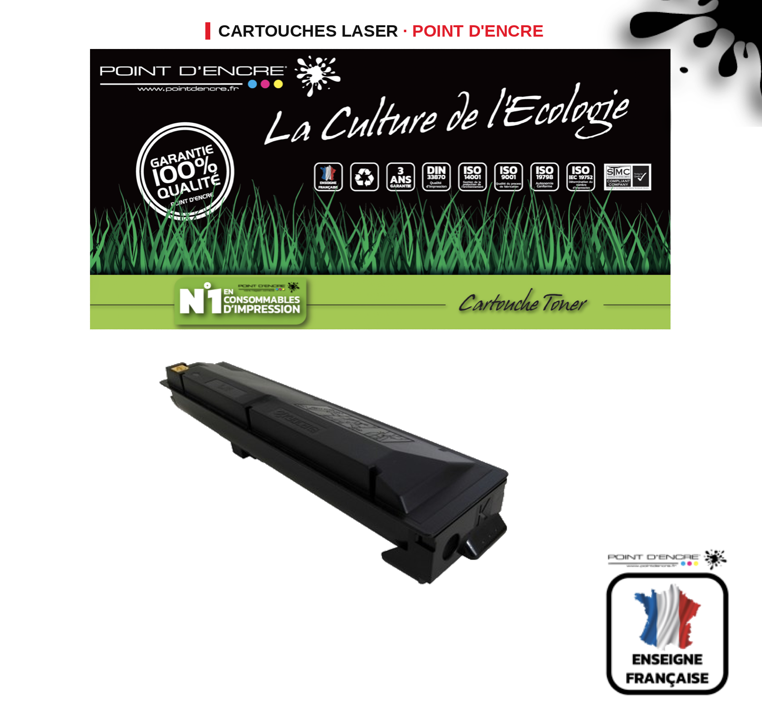 Cartouche laser POINT D'ENCRE Kyocera 5195K — NOIR