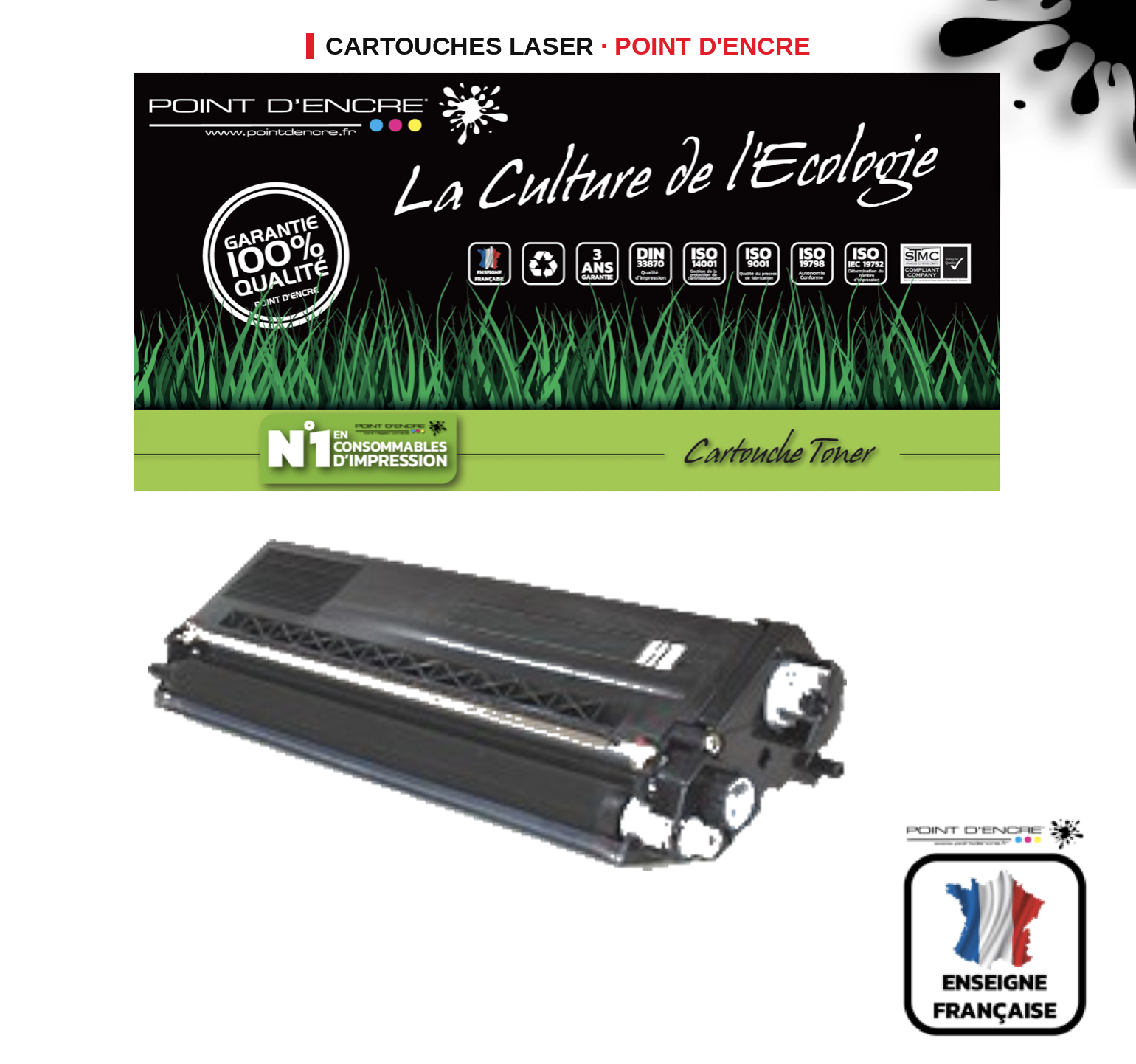 Cartouche laser POINT D'ENCRE Brother 329BK — NOIR