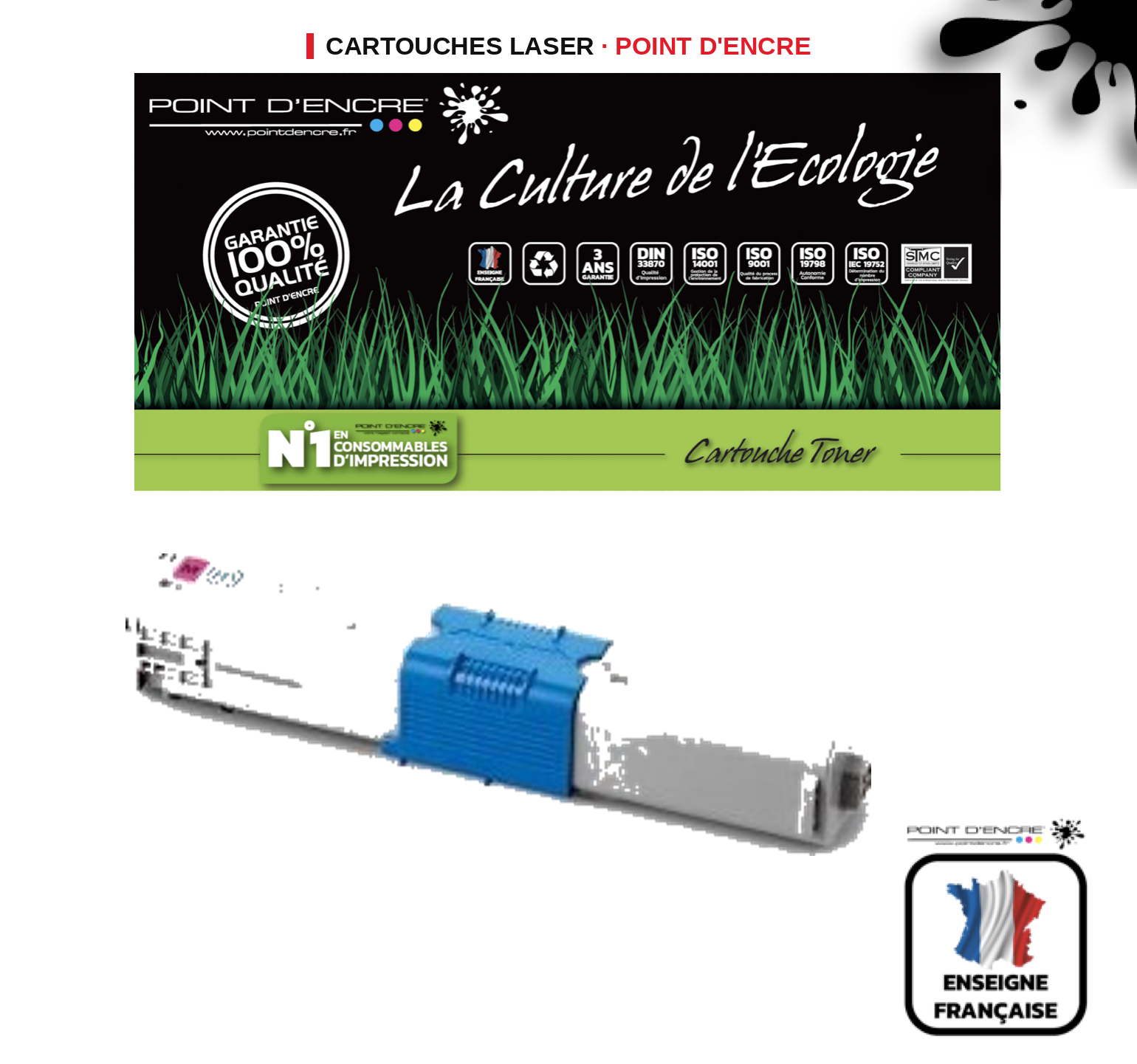 Cartouche laser POINT D'ENCRE Oki C332DN — MAGENTA