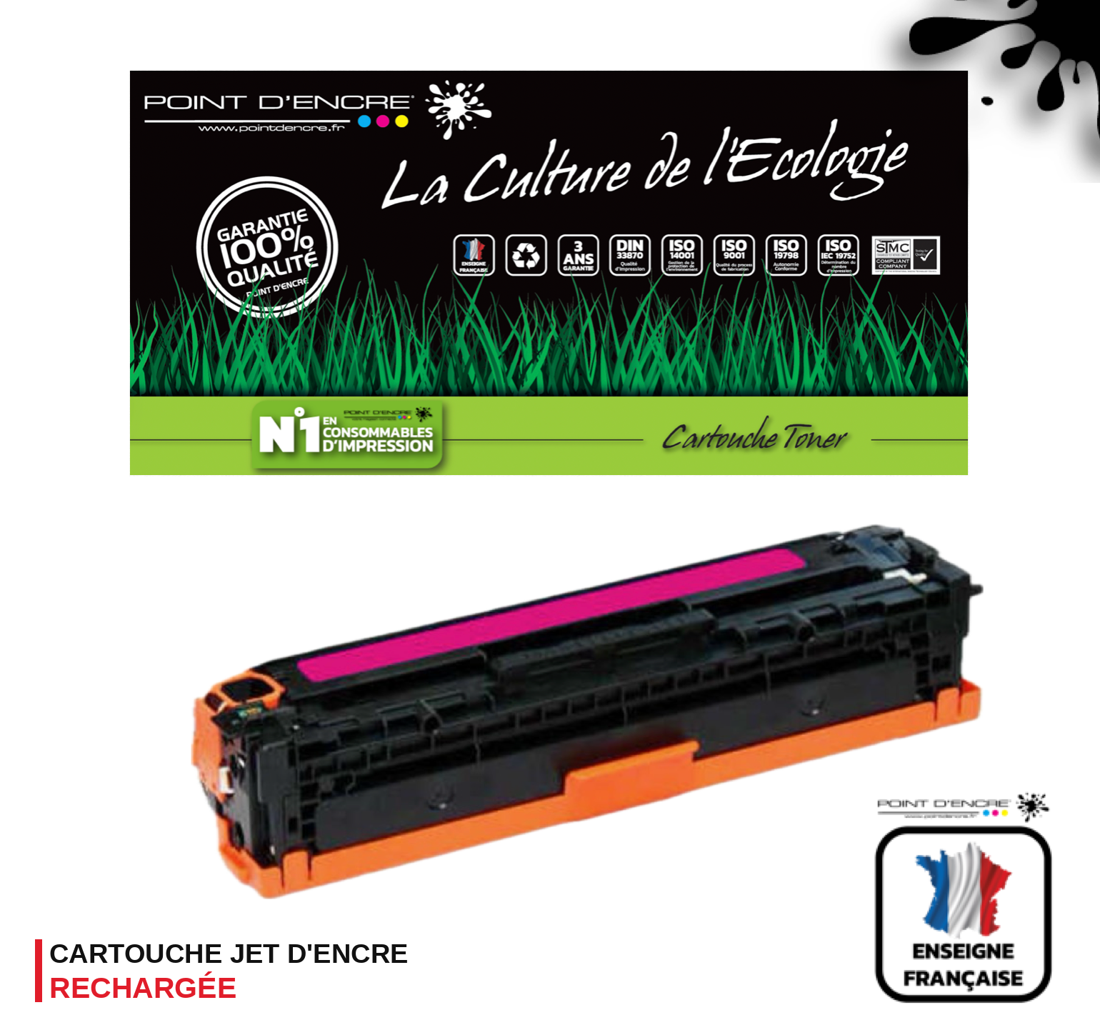 045H / 054H - MAGENTA - Grande capacité Marque Francaise POINT D'ENCRE pour Imprimantes compatibles Canon (clca)