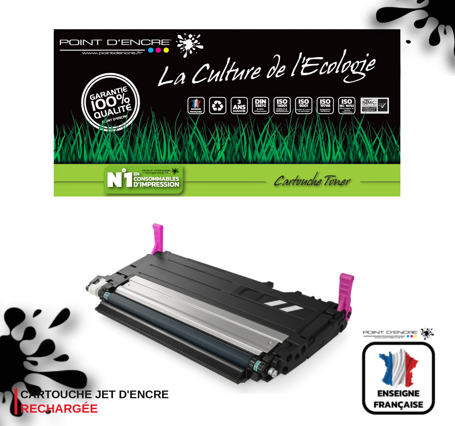 117A - MAGENTA - Grande capacité Marque Francaise POINT D'ENCRE pour Imprimantes compatibles HP (clhp)