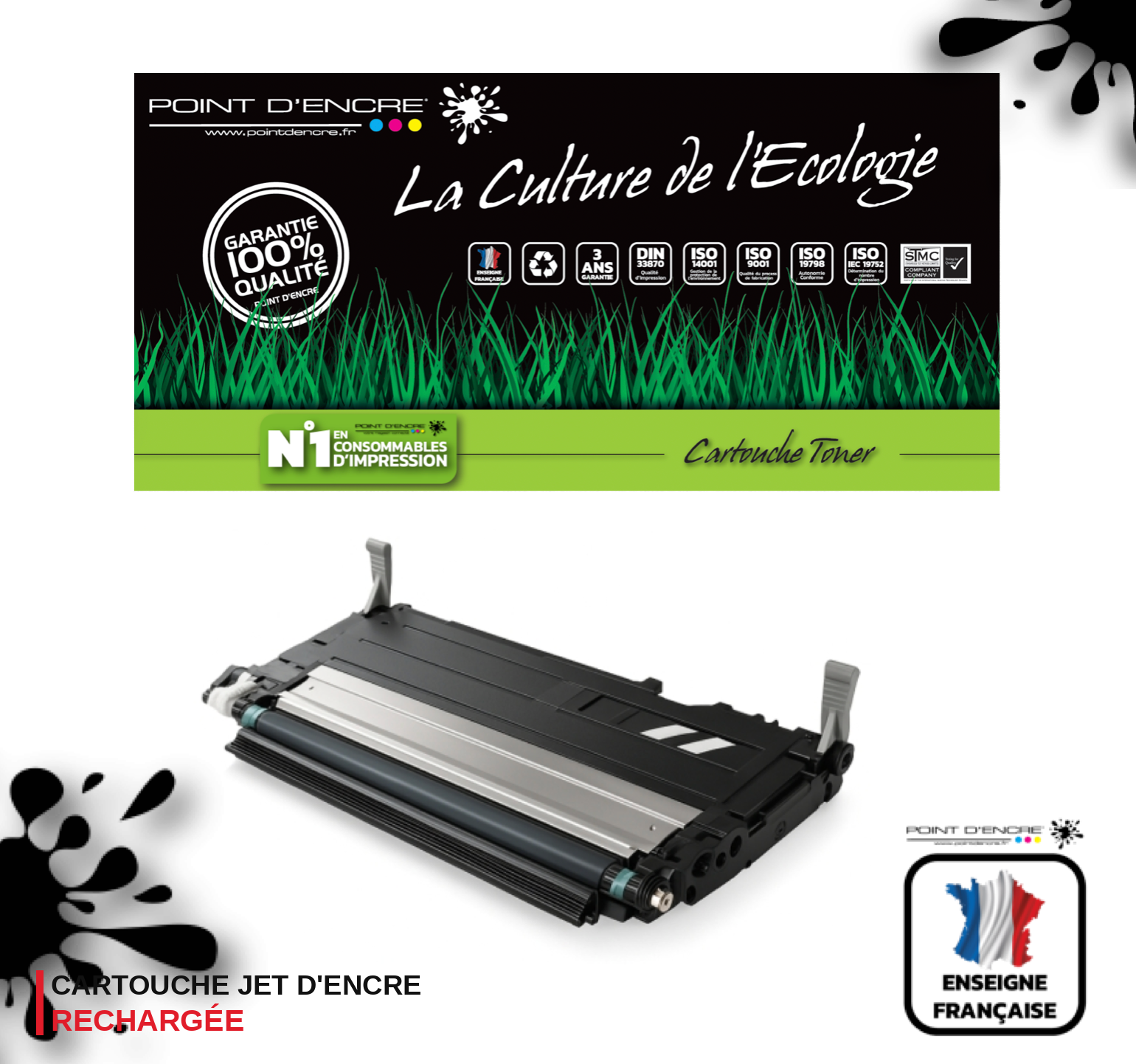 117A - NOIR - Grande capacité Marque Francaise POINT D'ENCRE pour Imprimantes compatibles HP (clhp)