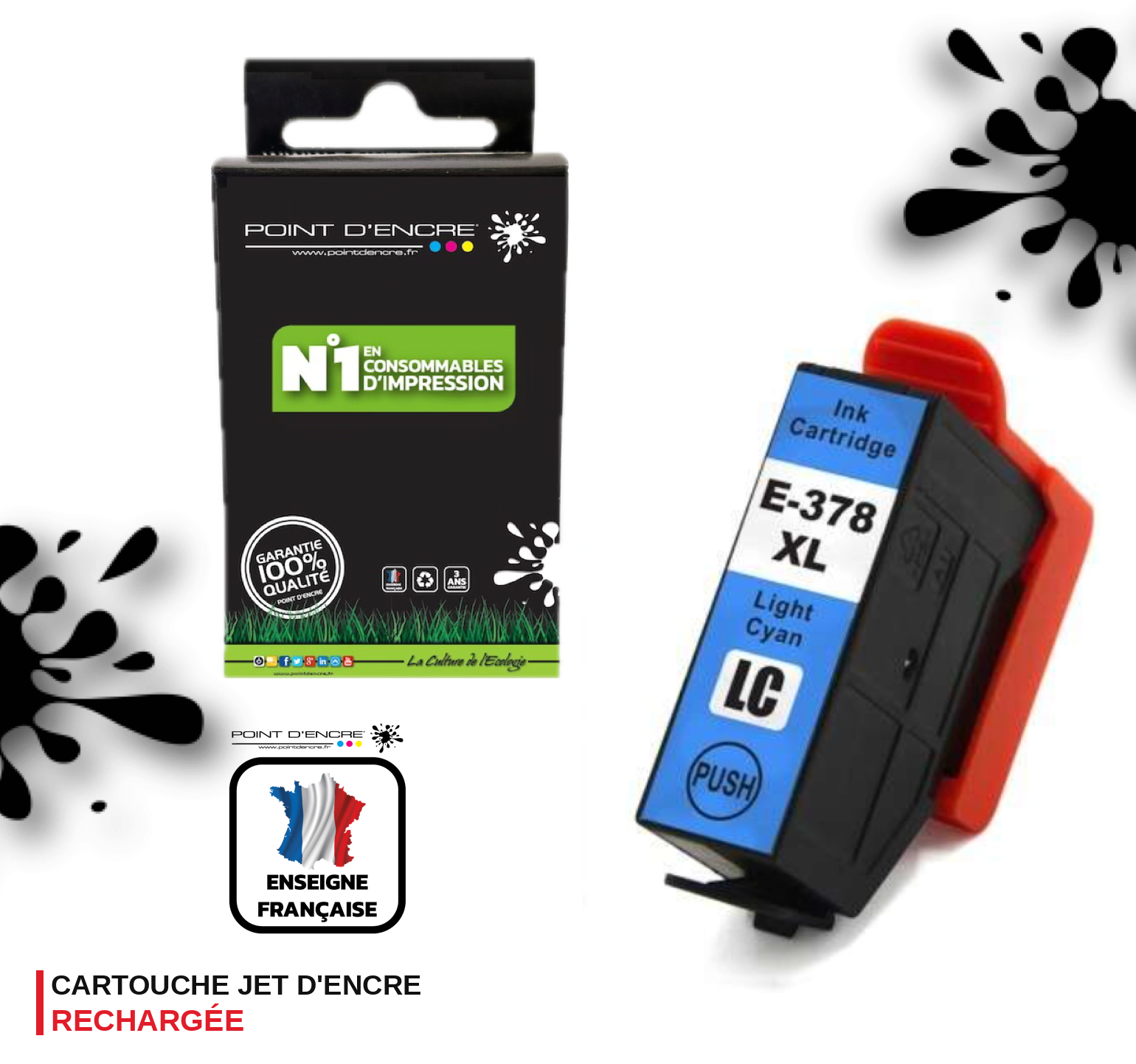 378XL - écureuil - CYAN PHOTO - pointdencre-pe - Grande capacité de Marque Francaise POINT D'ENCRE Pour imprimante compatible EPSON (eep)