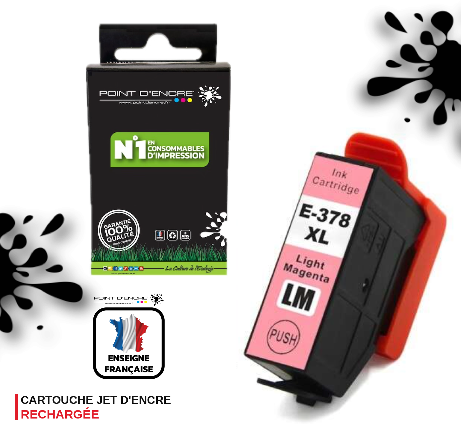 378XL - écureuil - MAGENTA PHOTO - Grande capacité de Marque Francaise POINT D'ENCRE Pour imprimante compatible EPSON (eep)
