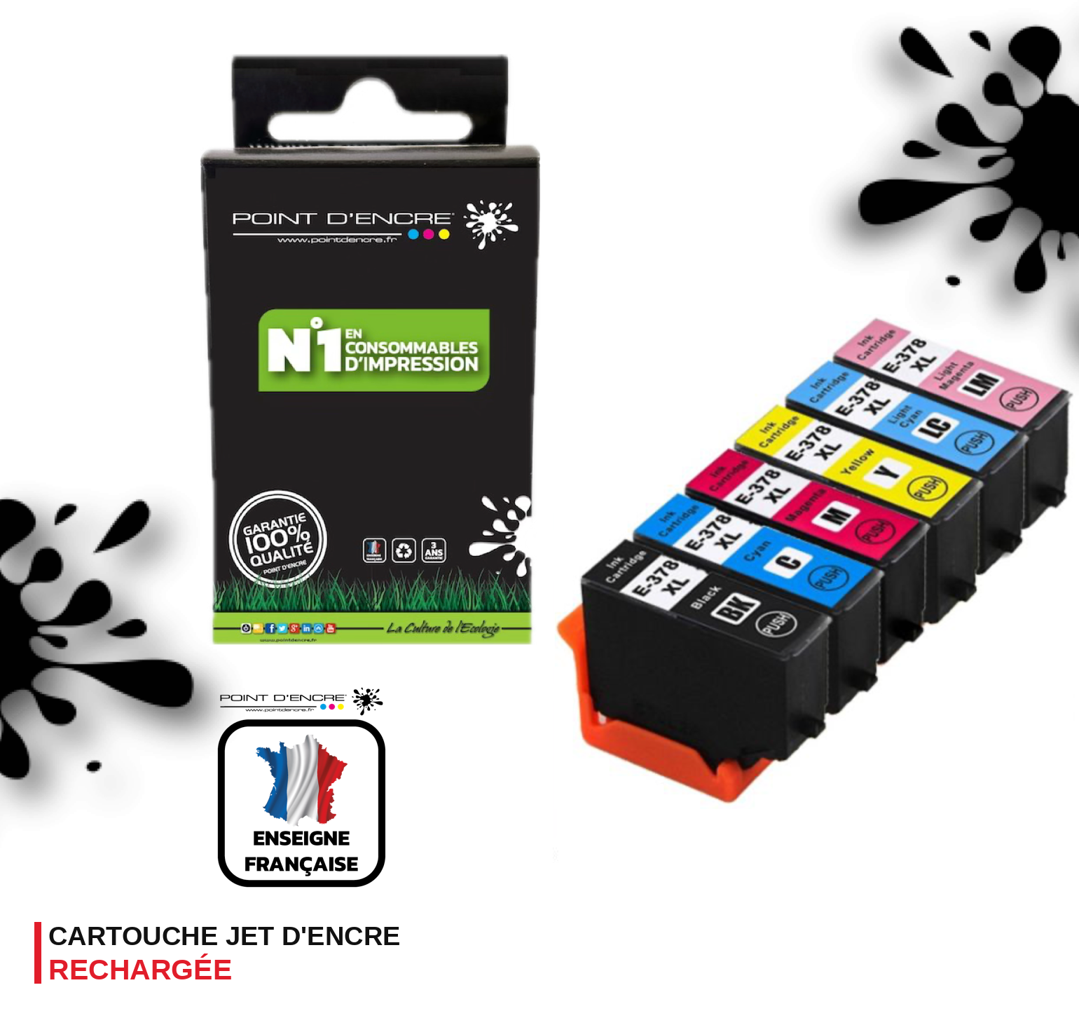 378XL - écureuil - NOIR / CYAN / MAGENTA / JAUNE - pointdencre-pe - Grande capacité de Marque Francaise POINT D'ENCRE Pour imprimante compatible EPSON (eep)