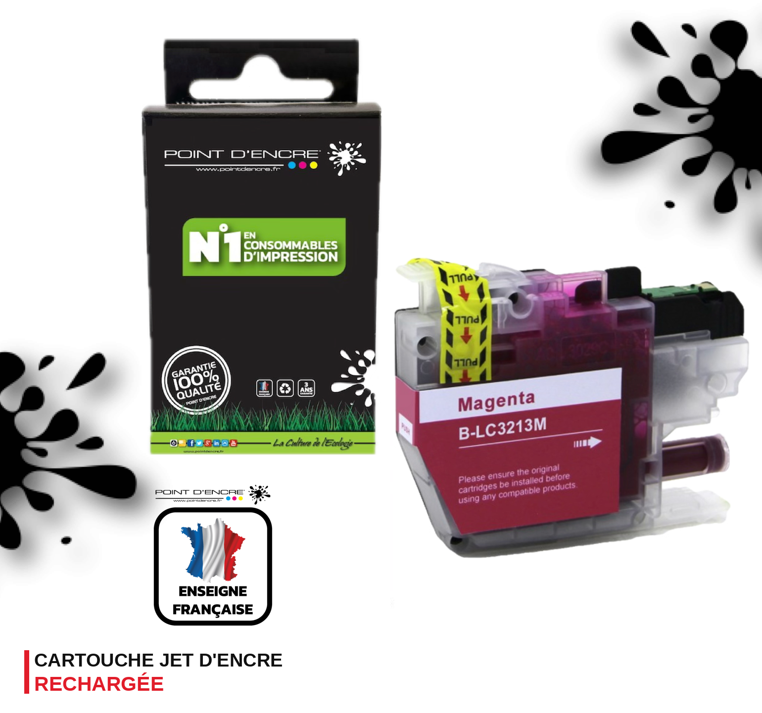 LC3213/LC3211XL - MAGENTA - Grande capacité de Marque Française POINT D'ENCRE Pour imprimante compatible BROTHER (ceb)