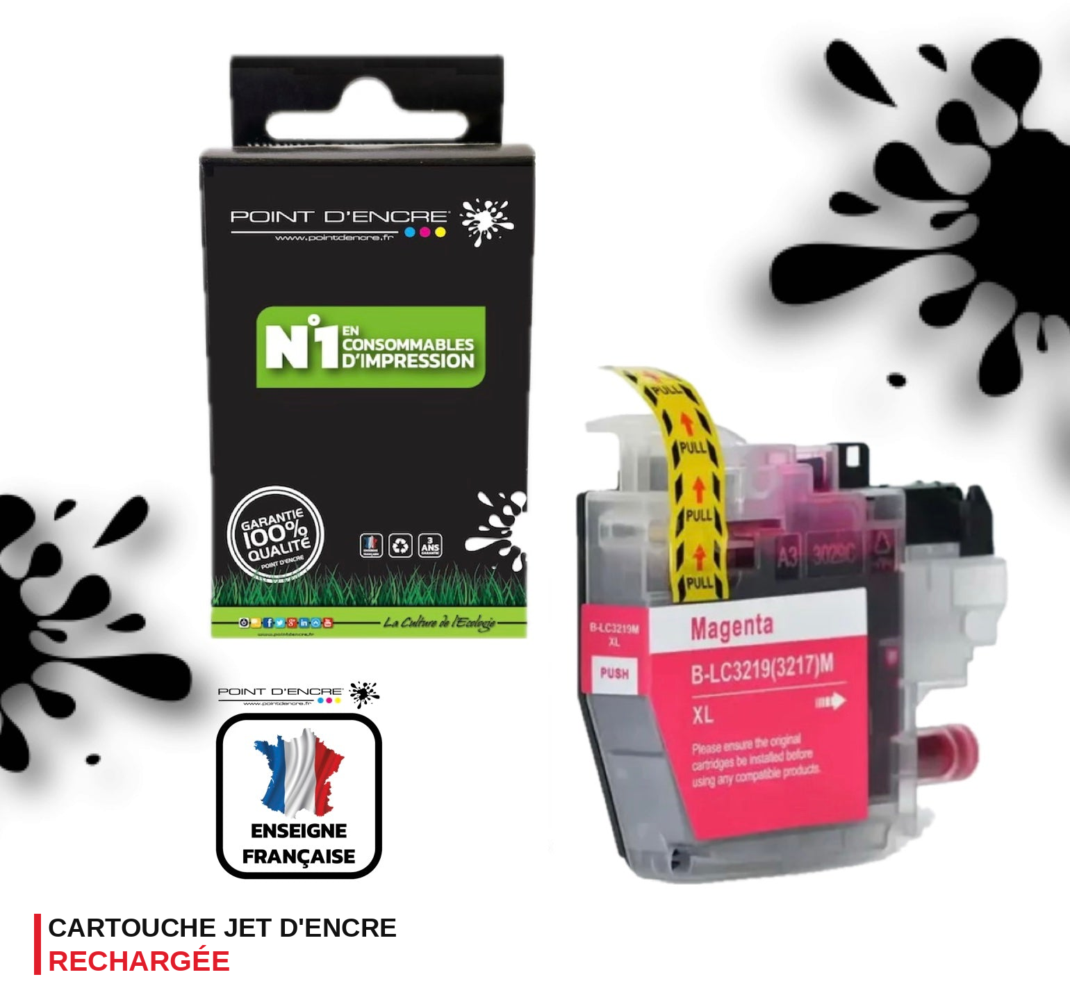LC3219/LC3217XL - MAGENTA - Grande capacité de Marque Française POINT D'ENCRE Pour imprimante compatible BROTHER (ceb)