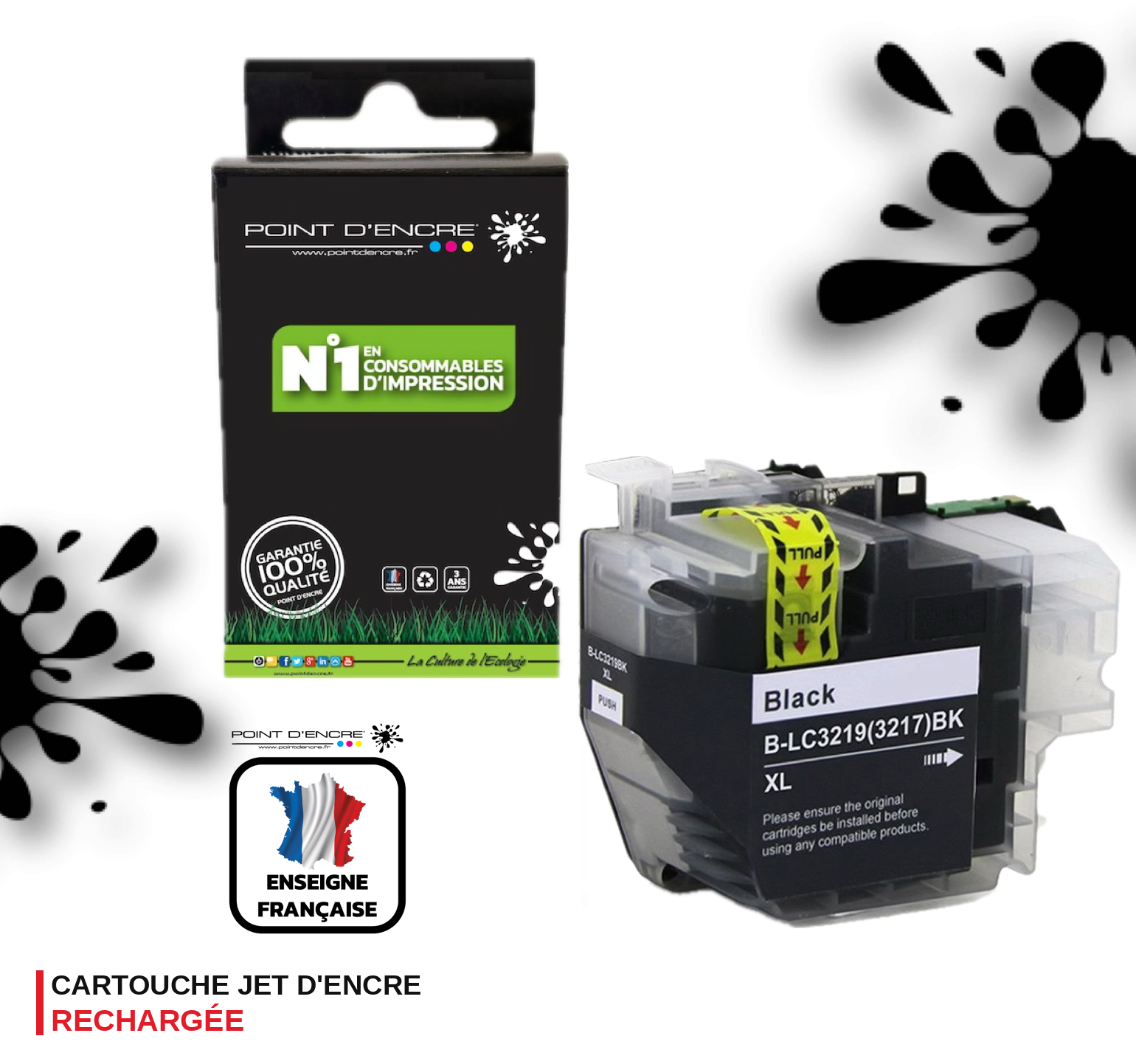 LC3219/LC3217XL - NOIR - Grande capacité de Marque Française POINT D'ENCRE Pour imprimante compatible BROTHER (ceb)