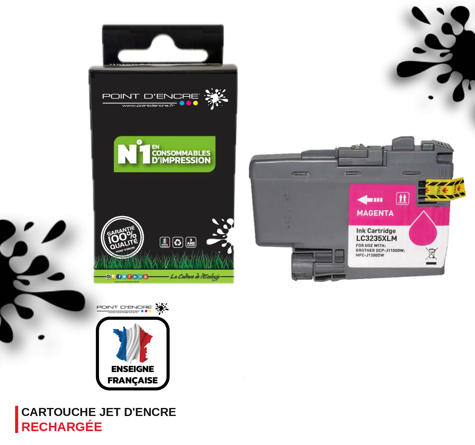 LC3235XL / LC3233 - MAGENTA - Grande capacité de Marque Française POINT D'ENCRE Pour imprimante compatible BROTHER (ceb)