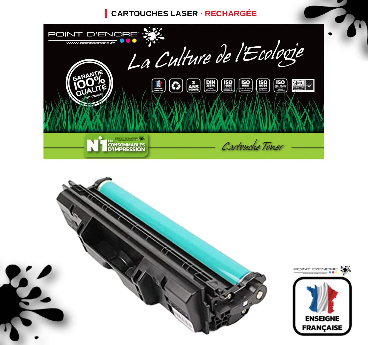 126A / CE314A - TAMBOUR - Grande capacité Marque Francaise POINT D'ENCRE pour Imprimantes compatibles HP (clhp)