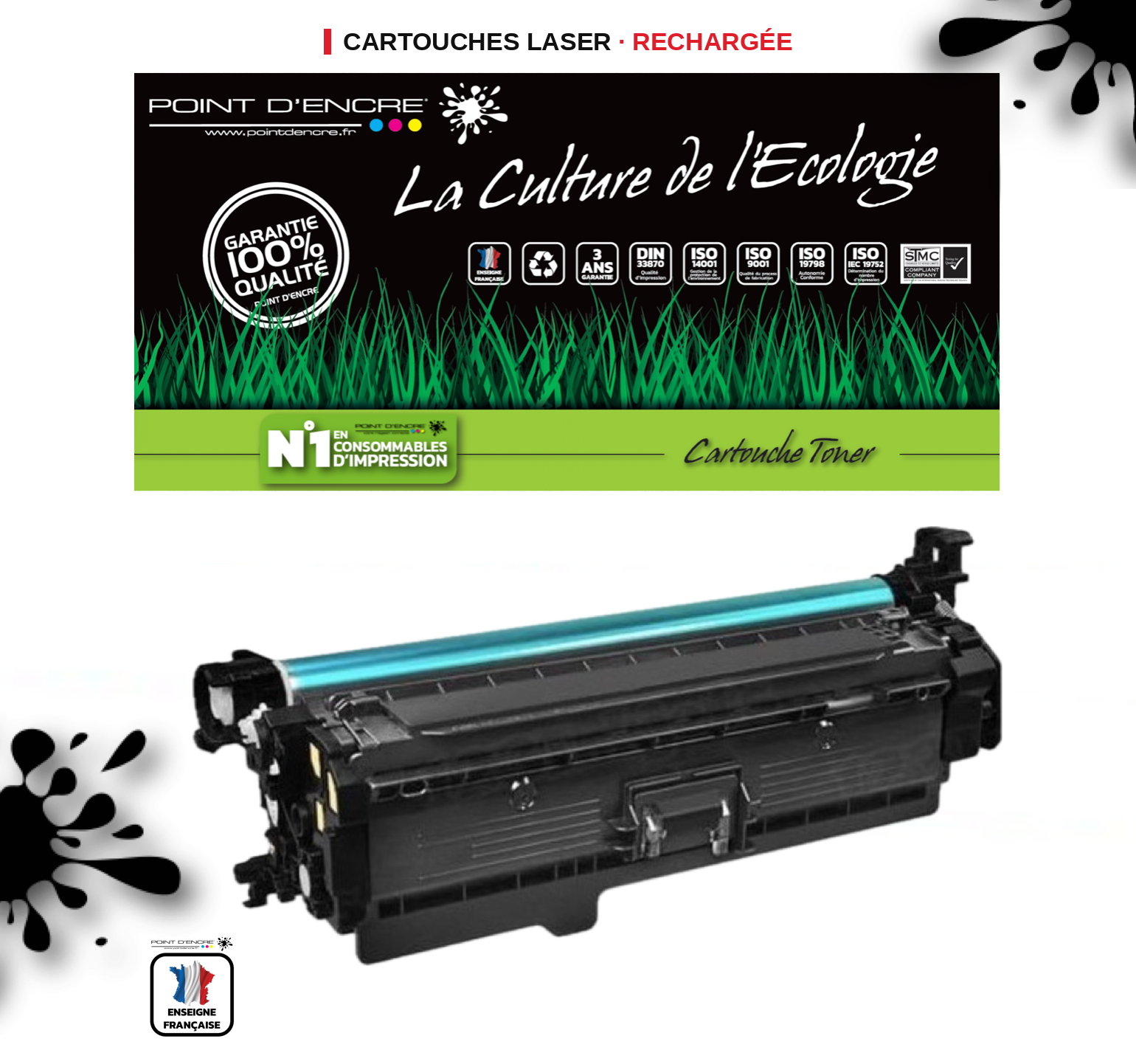 203X / CF540X - NOIR - Grande capacité Marque Francaise POINT D'ENCRE pour Imprimantes compatibles HP (clhp)