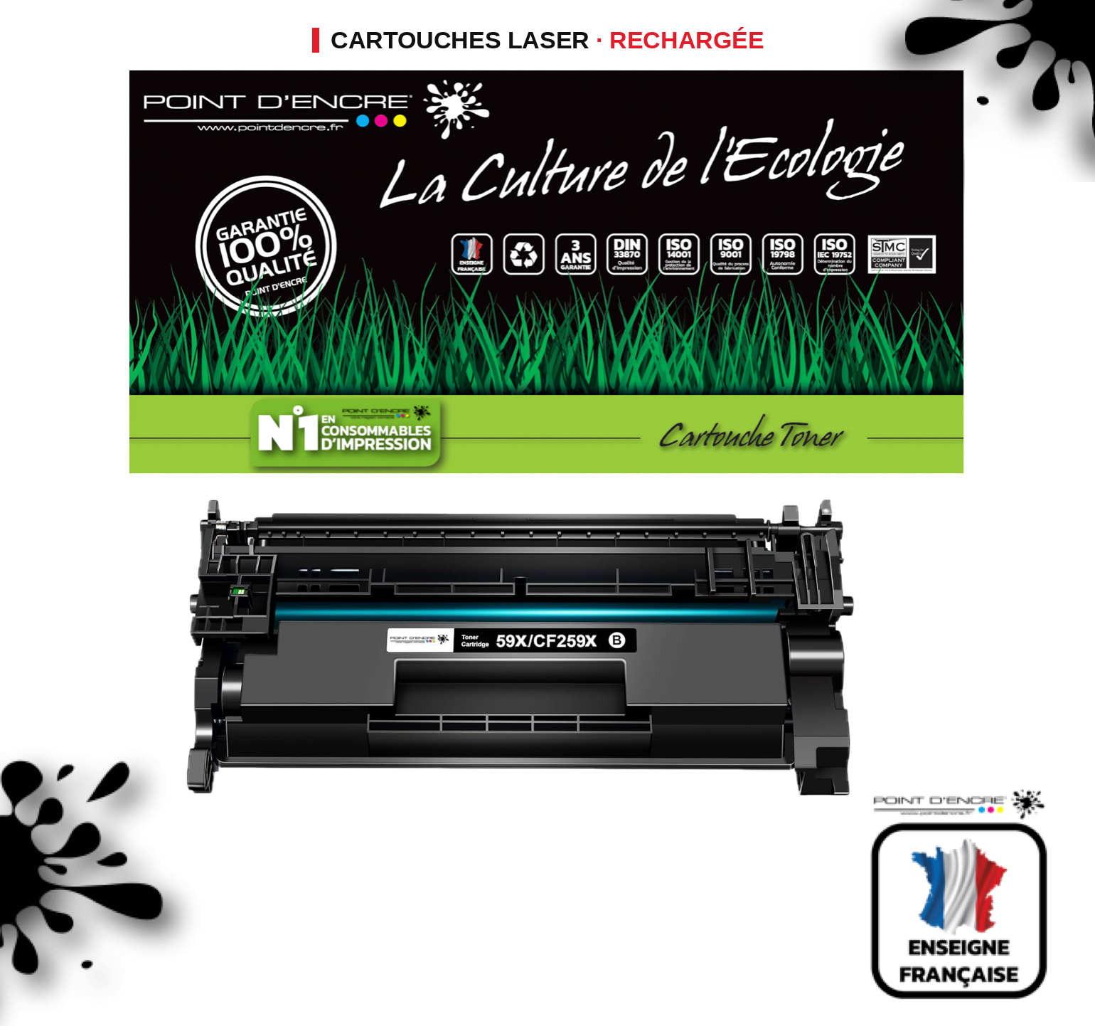 59X / CF259X - NOIR - Grande capacité Marque Francaise POINT D'ENCRE pour Imprimantes compatibles HP (clhp)