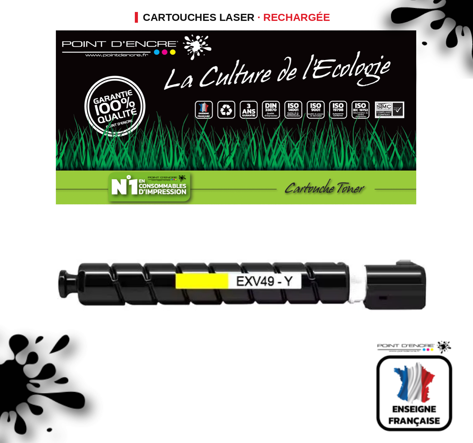 C-EXV49 - JAUNE 8527B002 - Grande capacité Marque Francaise POINT D'ENCRE pour Imprimantes compatibles Brother (clc)
