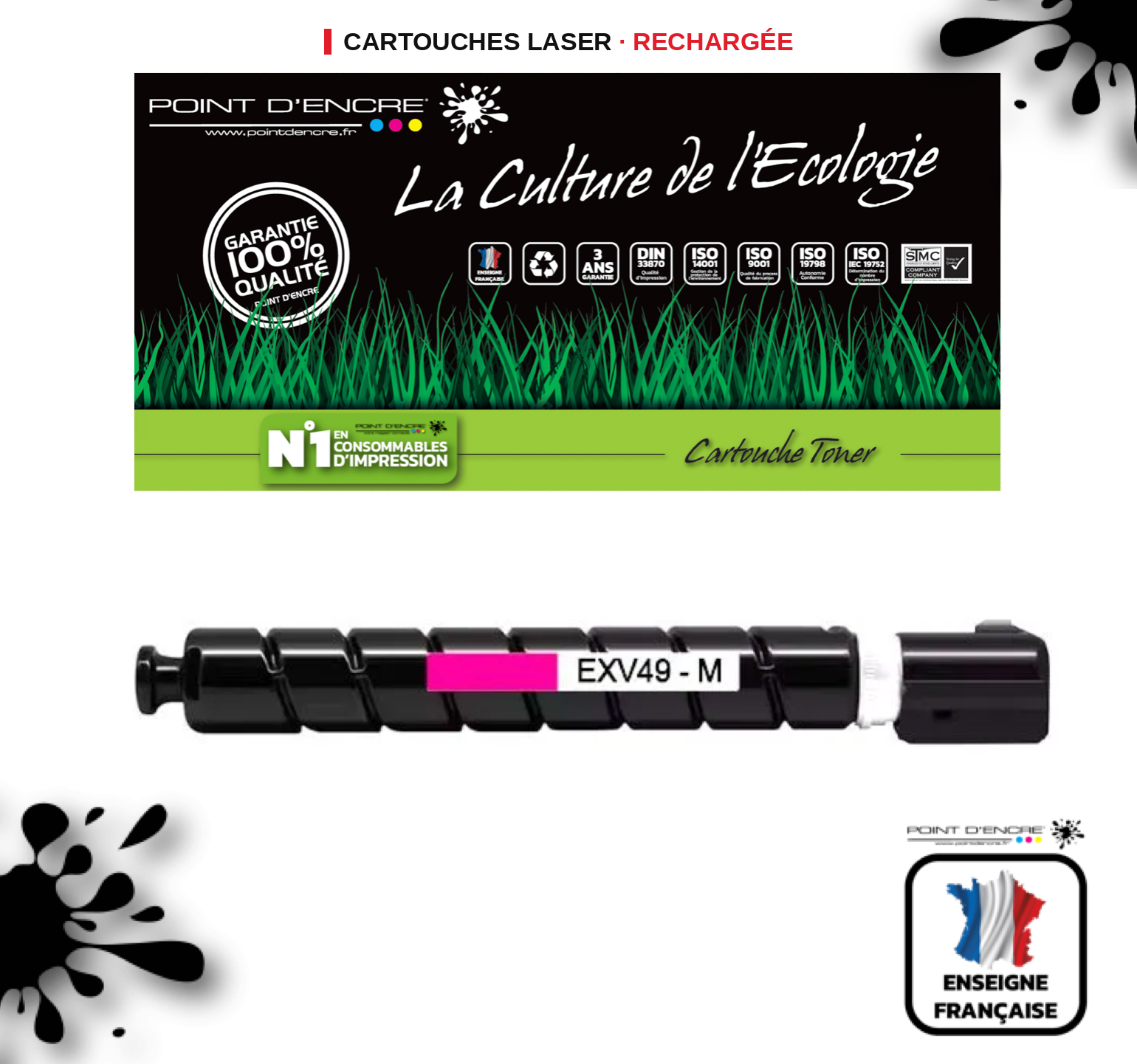C-EXV49 - MAGENTA 8526B002 - Grande capacité Marque Francaise POINT D'ENCRE pour Imprimantes compatibles Brother (clc)