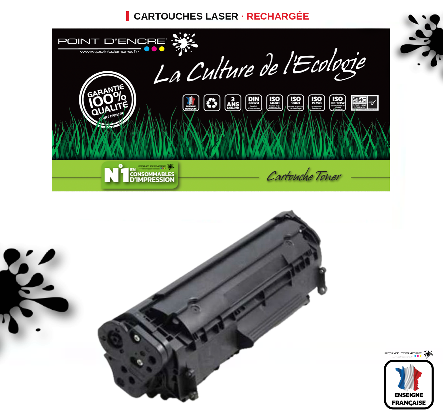 MLT-D111L / MLT-D111S - NOIR - Grande capacité Marque Francaise POINT D'ENCRE SU799A / SU810A pour Imprimantes compatibles Samsung (clsa)