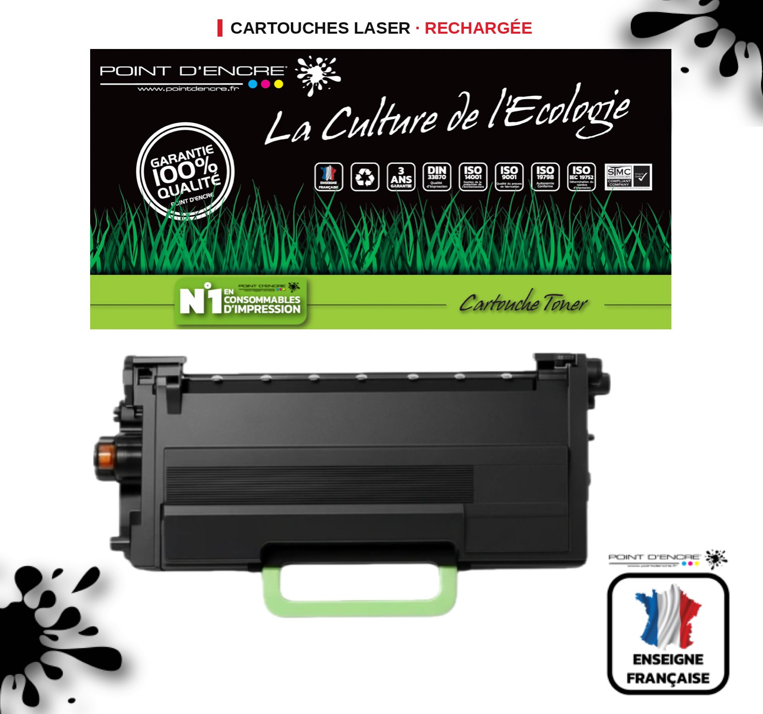 TN3600XXL - NOIR - Grande capacité Marque Francaise POINT D'ENCRE pour Imprimantes compatibles Brother (clbr)