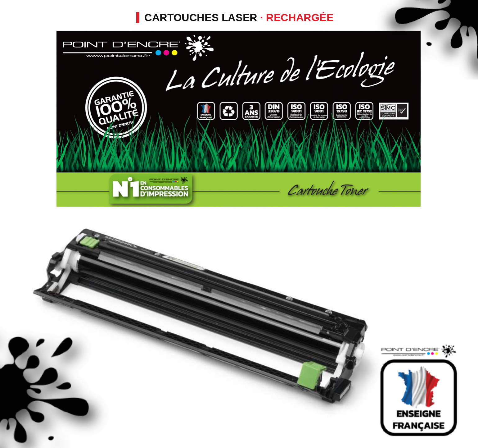 DR248CL -  TAMBOUR - Grande capacité Marque Francaise POINT D'ENCRE pour Imprimantes compatibles Brother (clbr)