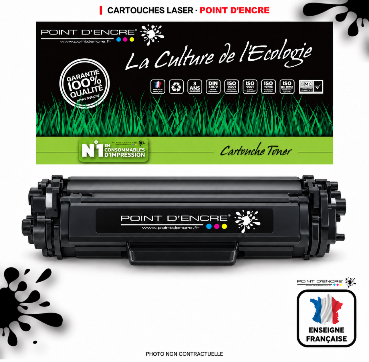 Cartouche laser POINT D'ENCRE HP W1350X / 135X — NOIR